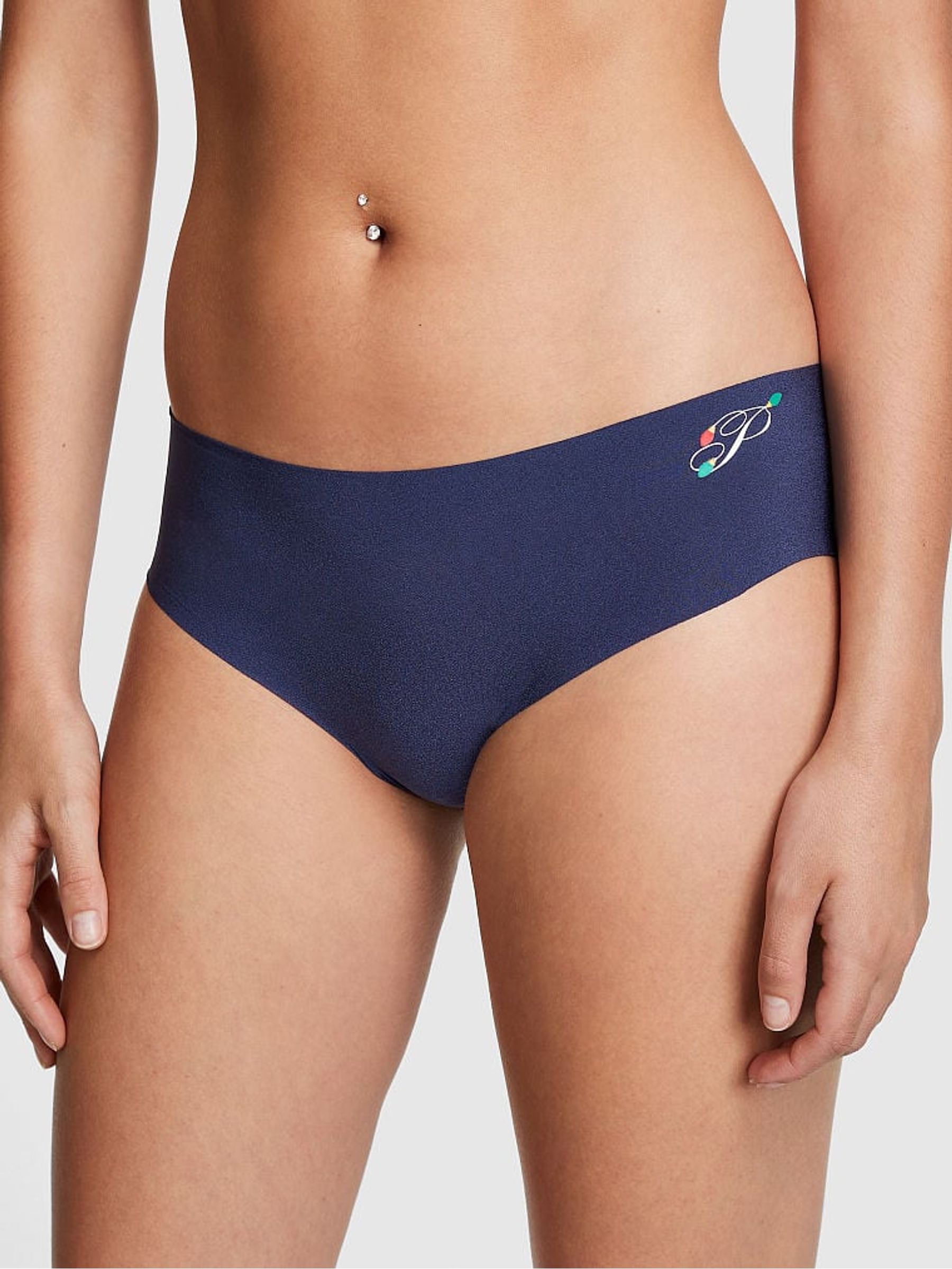 Midnight Navy Blue Script No Show Hipster Knickers - Image 1 of 3