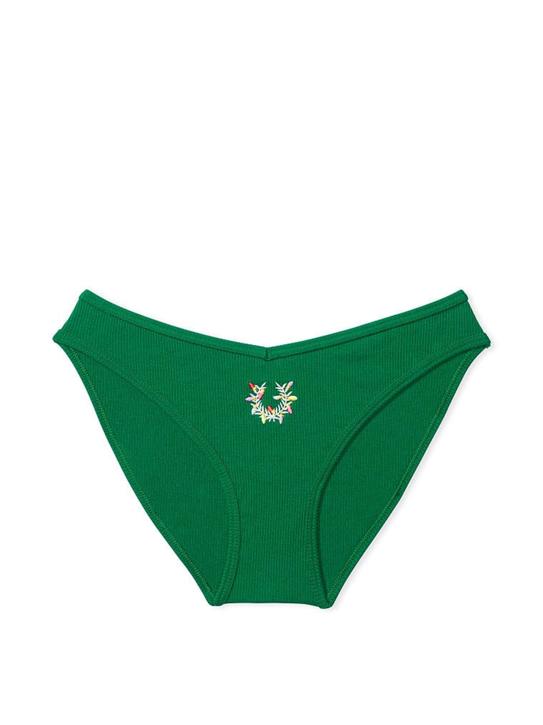 Garnet Green Holiday Lights Crest Cotton Bikini Knickers - Image 3 of 3