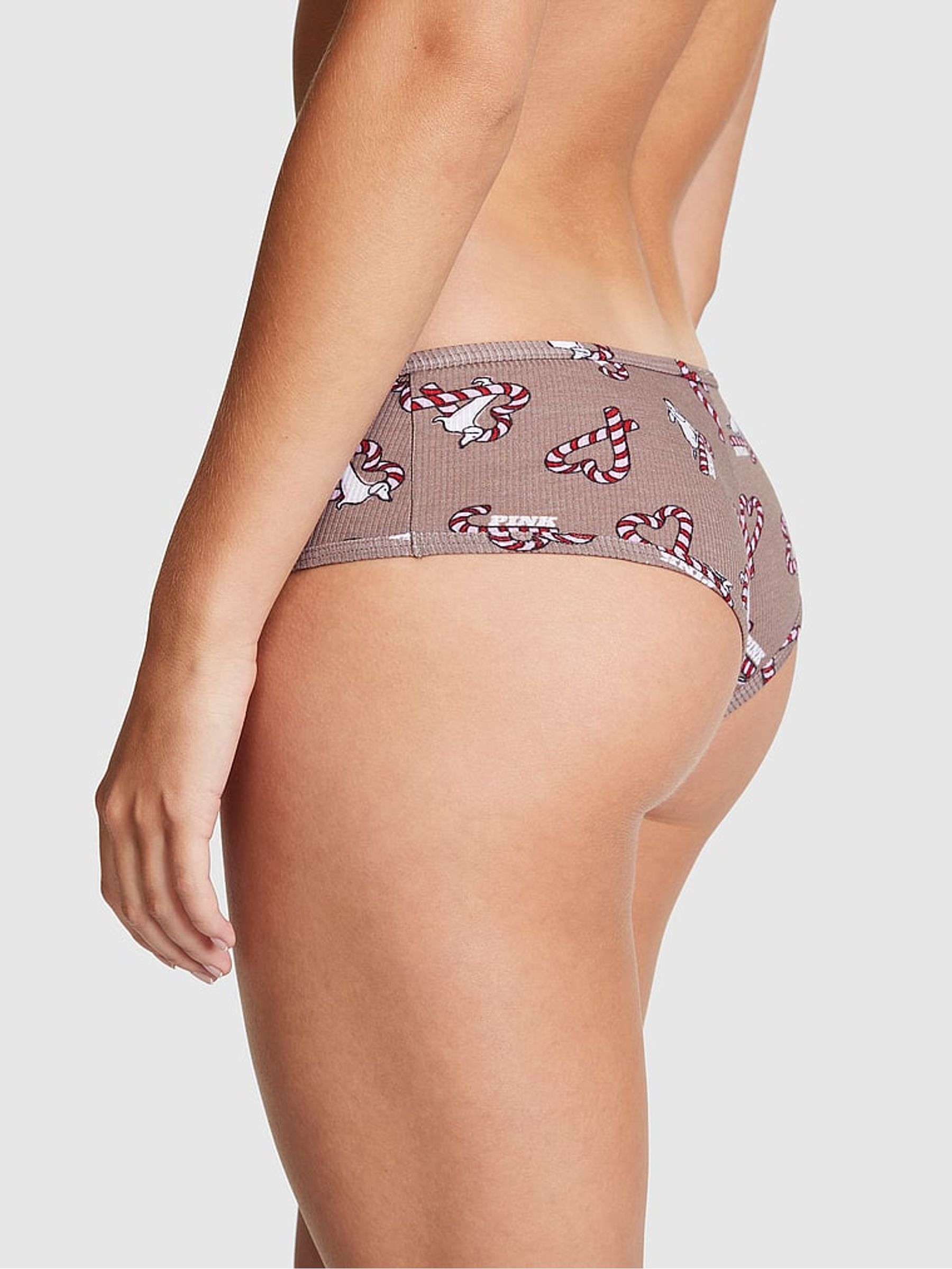 Iced Coffee Brown Candy Cane Dog Cheeky Cotton Knickers - Image 2 of 3