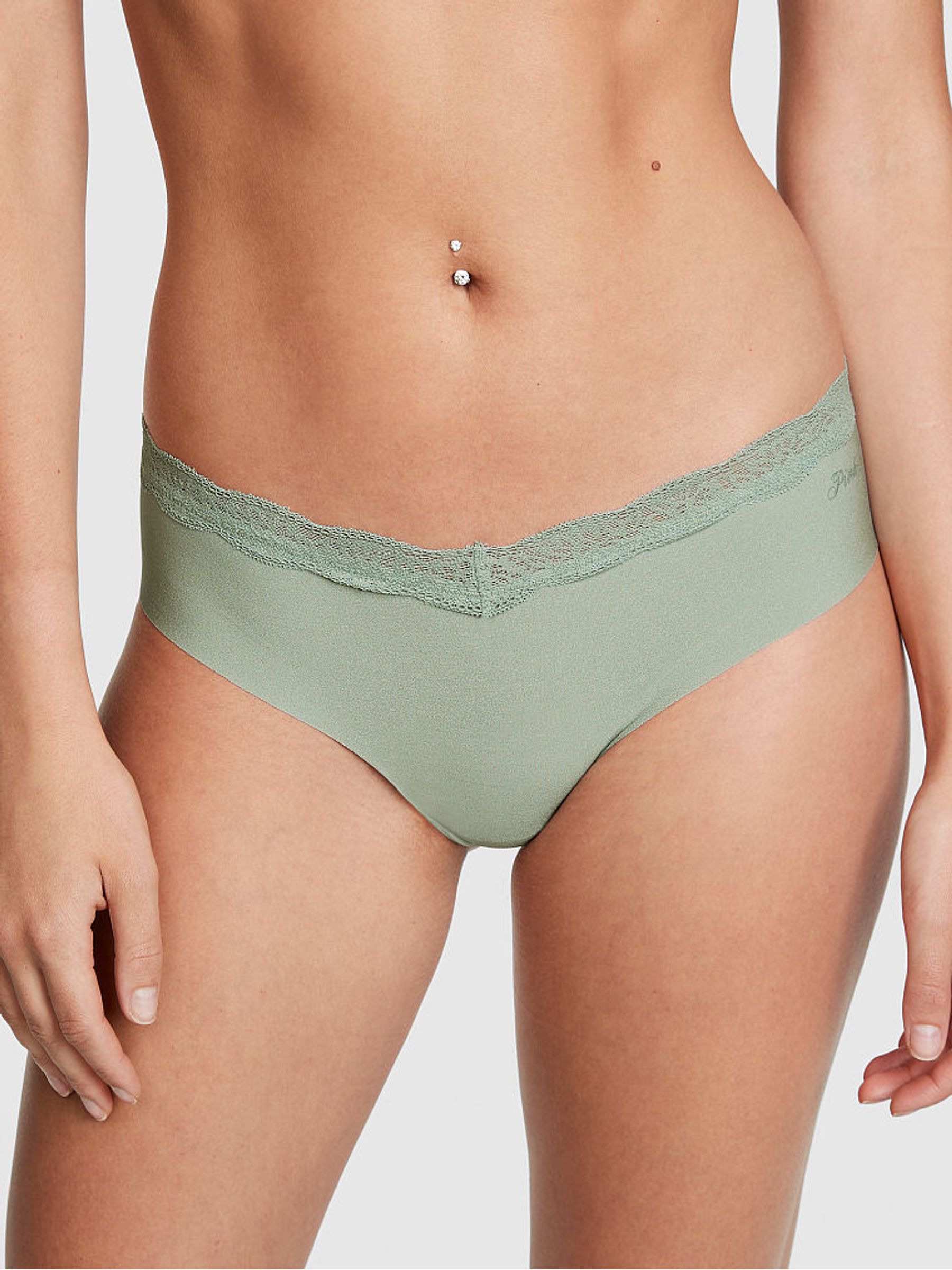 Iceberg Green Cheeky Lace Trim No Show Knickers - Image 1 of 3