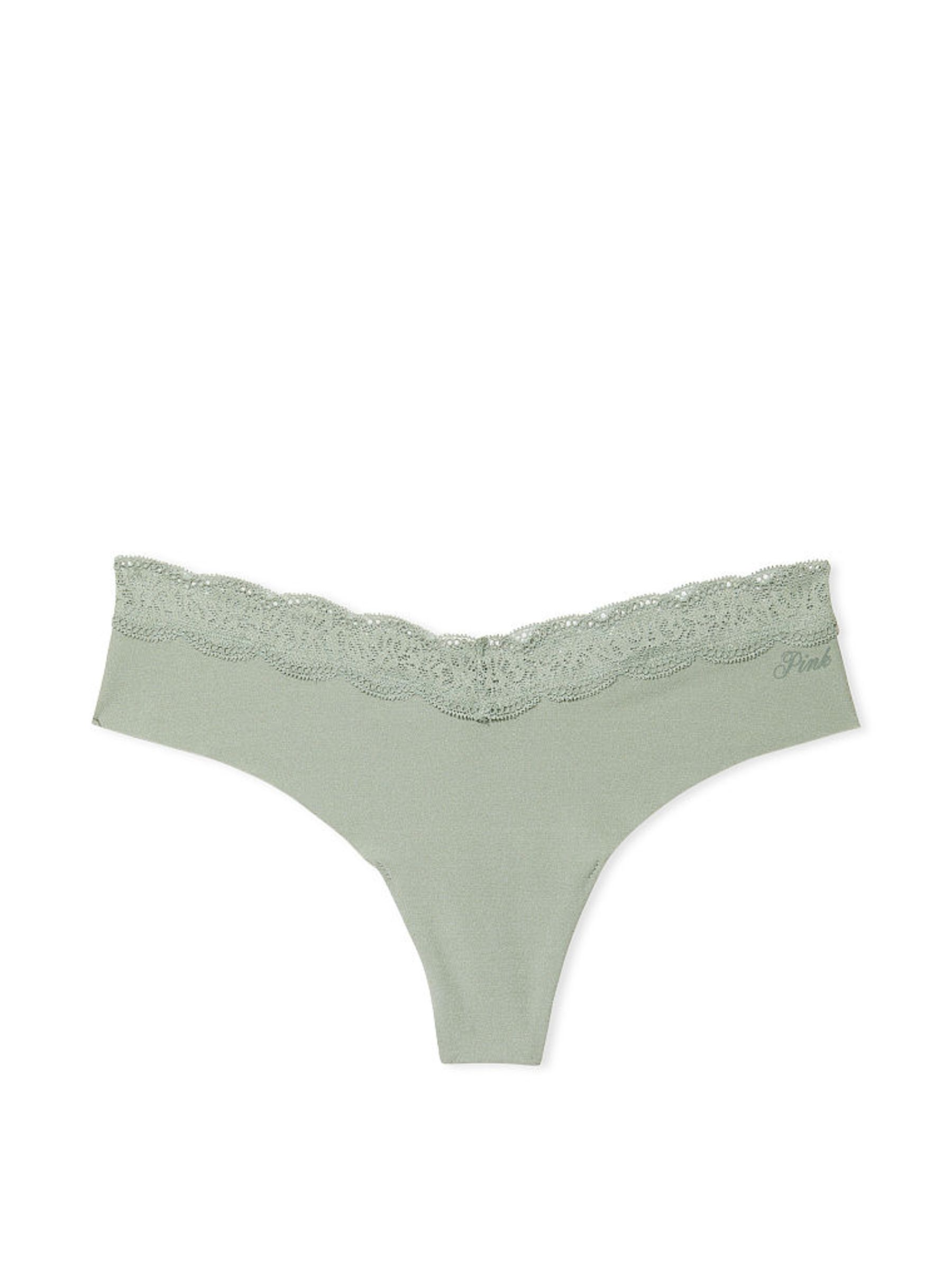 Iceberg Green No Show Lace Trim Thong Knickers - Image 3 of 3