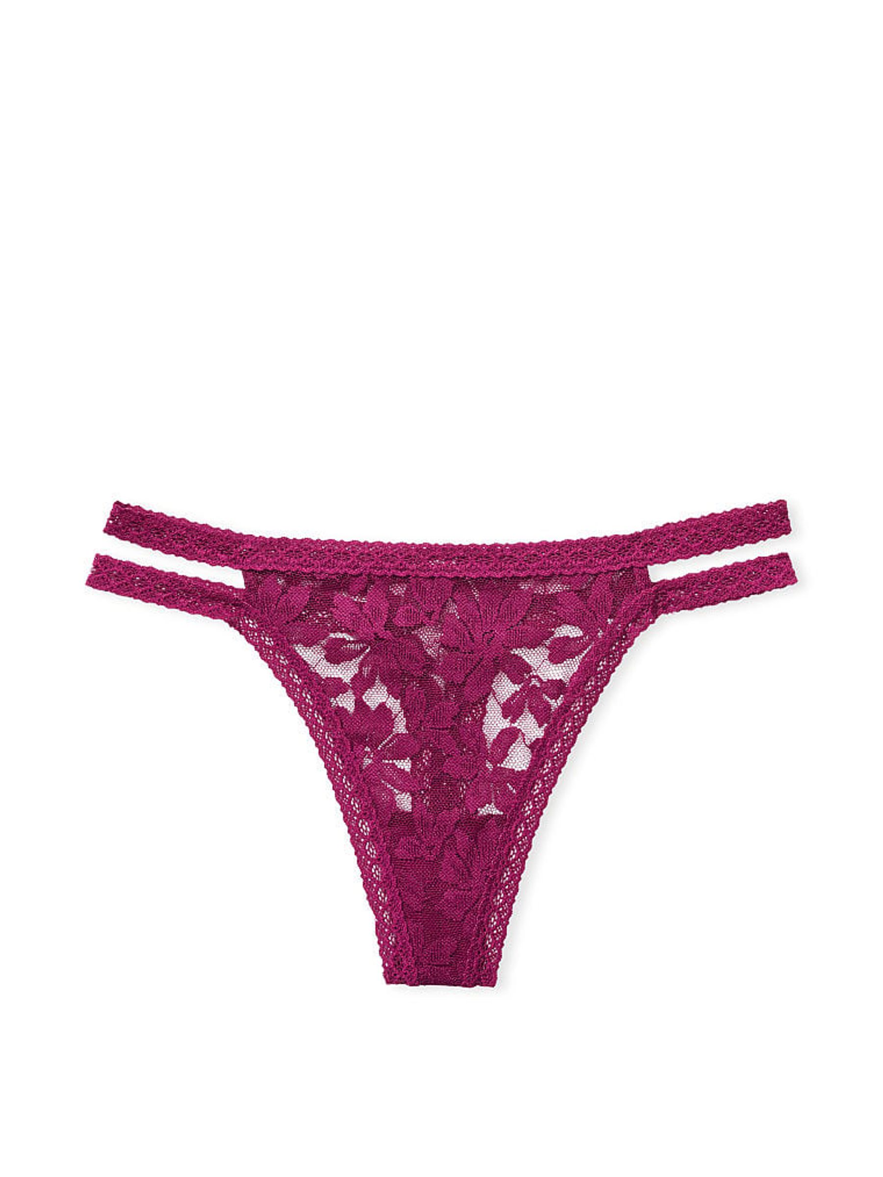 Vivid Magenta Pink Lace Strappy Thong Knickers - Image 3 of 3