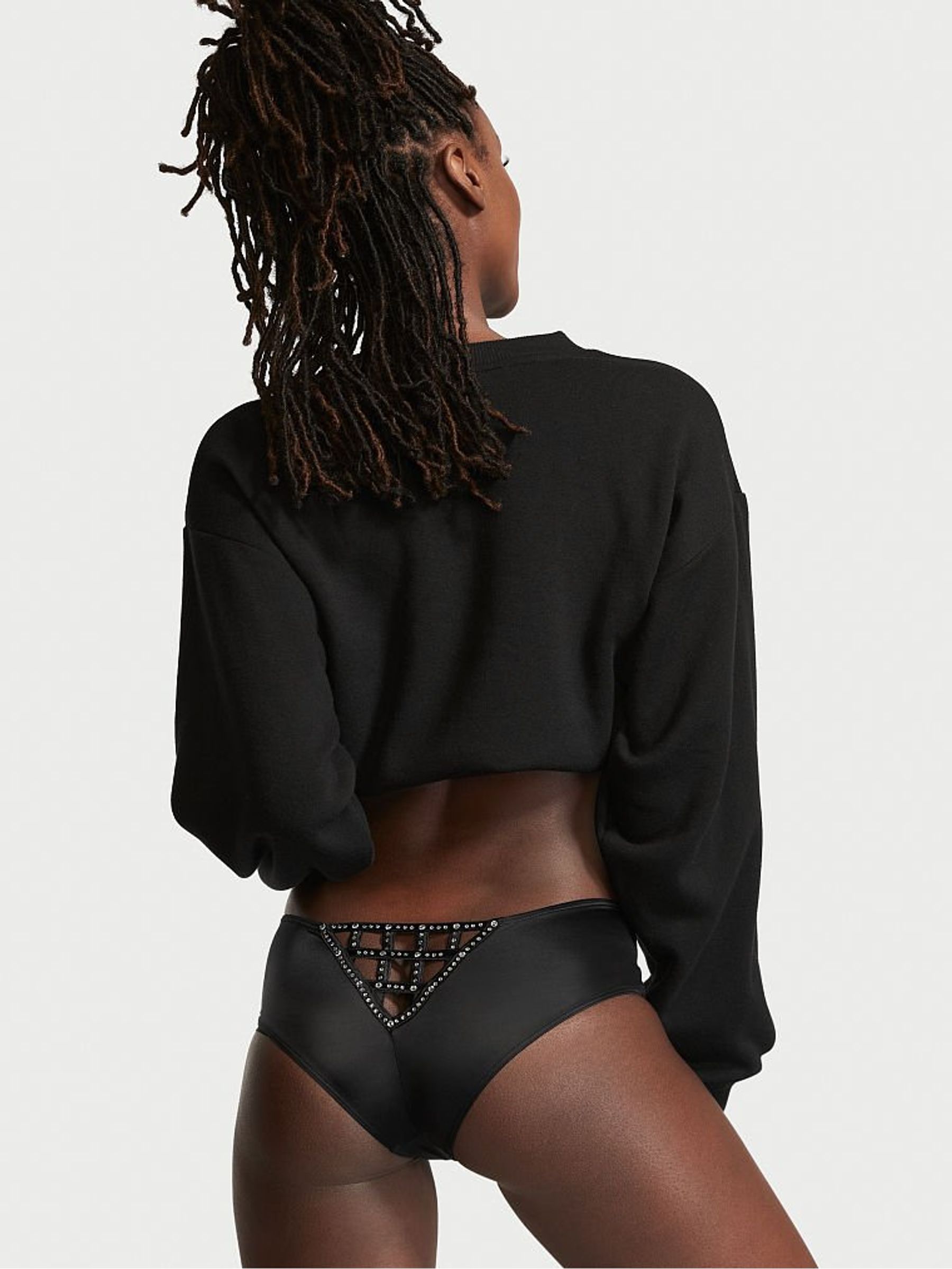 Black Subtle Shine Cage Back Cheeky Panty - Image 2 of 5