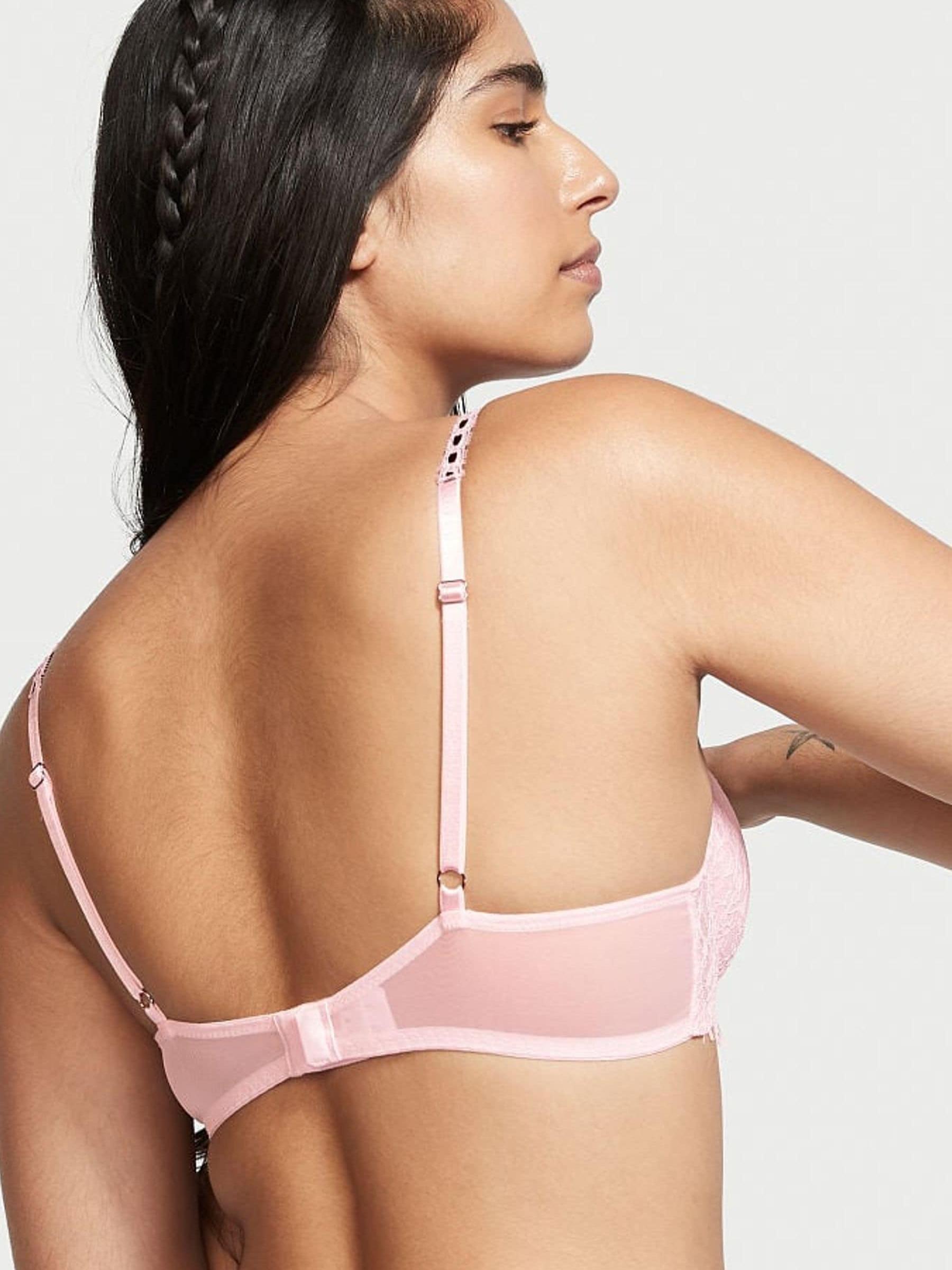 Angel Pink And Black Lightly Lined Demi Lace Unlined Balcony Bra - Image 2 of 4