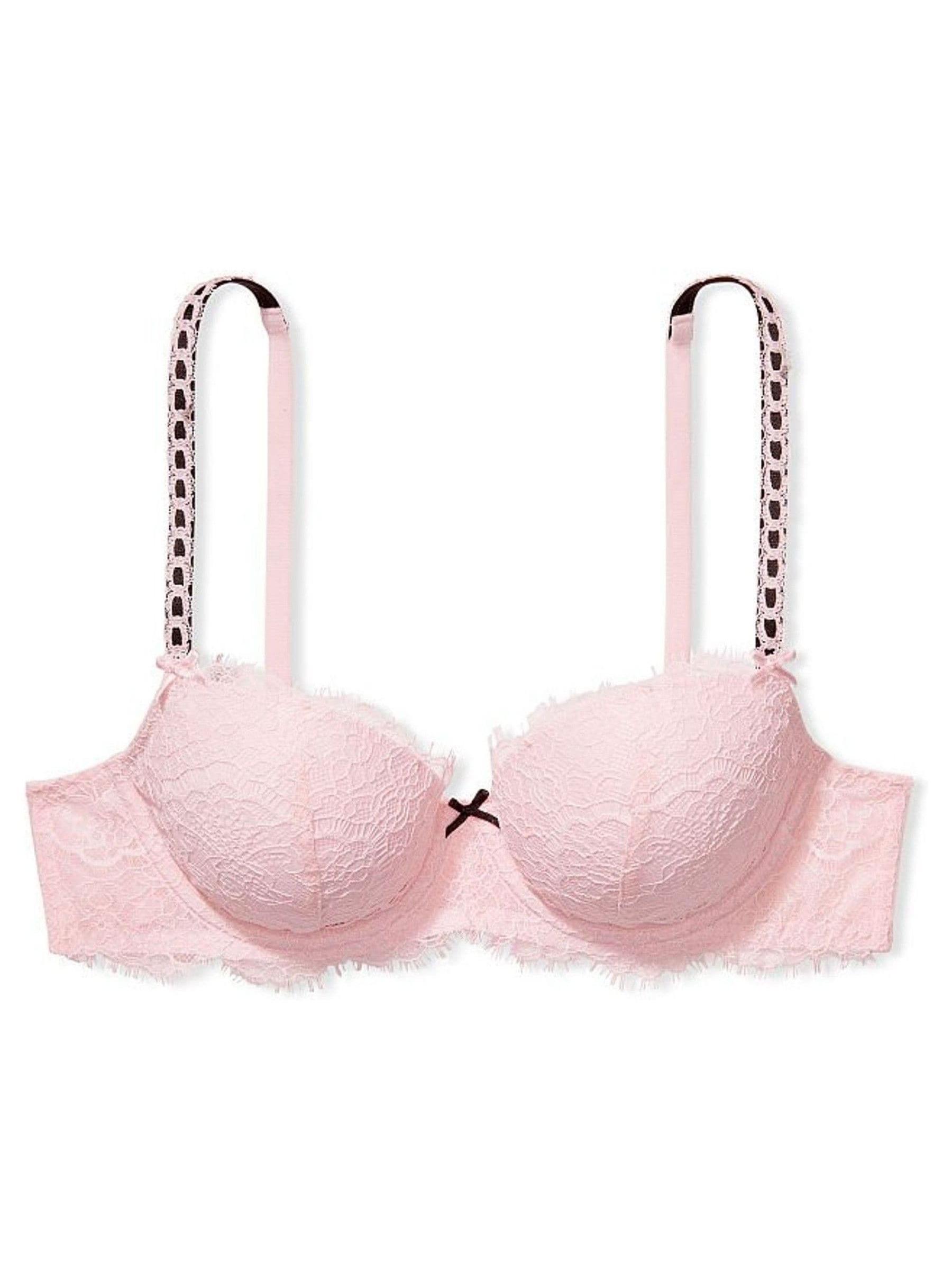 Angel Pink And Black Lightly Lined Demi Lace Unlined Balcony Bra - Image 3 of 4