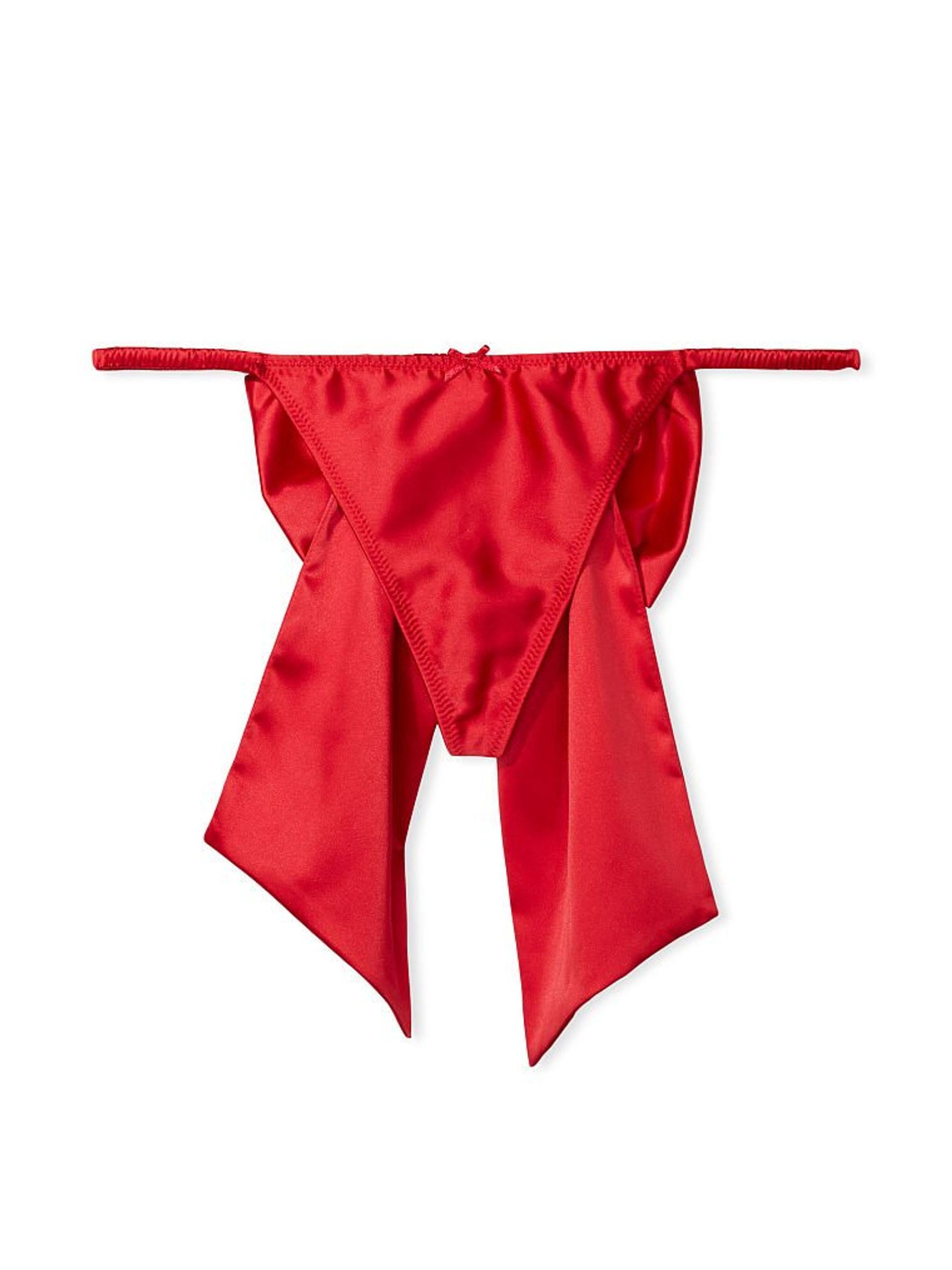 Lipstick Satin Bow G String Panty - Image 4 of 4