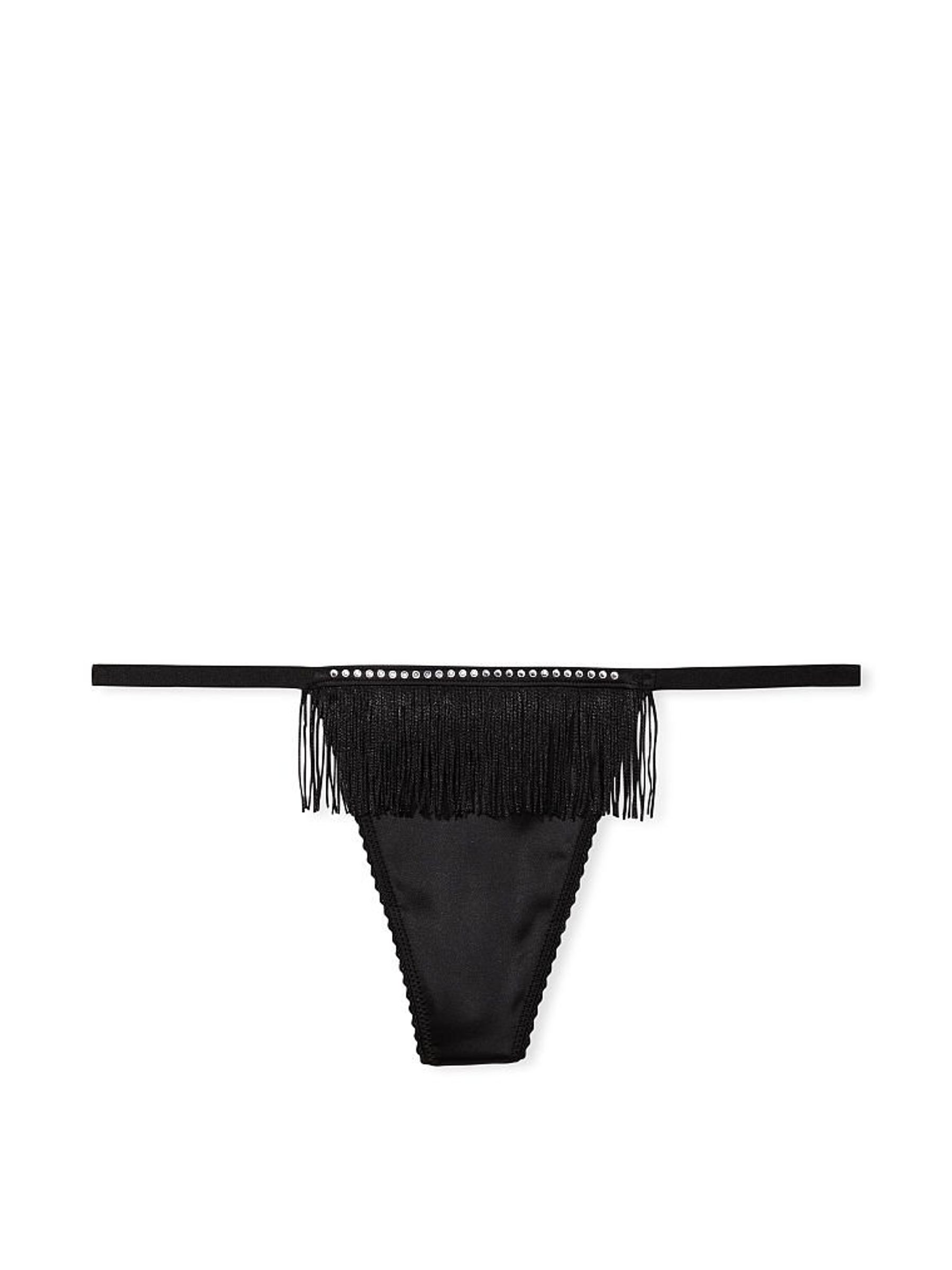 Black Fringe VString Panty - Image 3 of 4