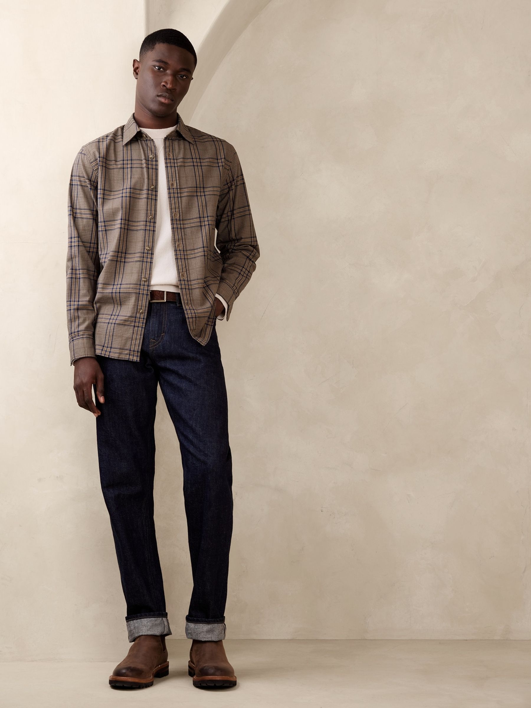 Banana Republic Brown Enzo Twill Shirt - Image 1 of 2