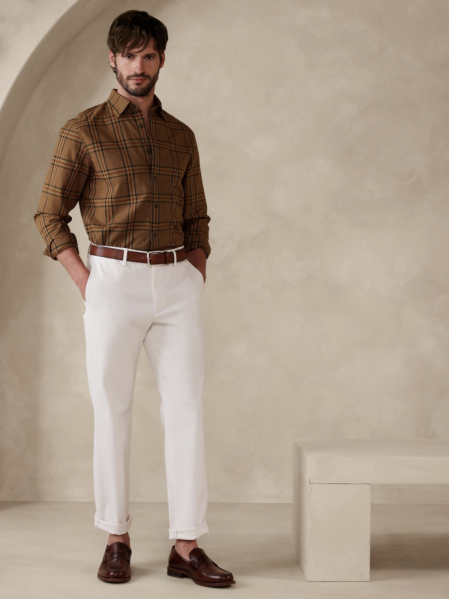 Banana Republic Brown Enzo Twill Shirt - Image 1 of 4