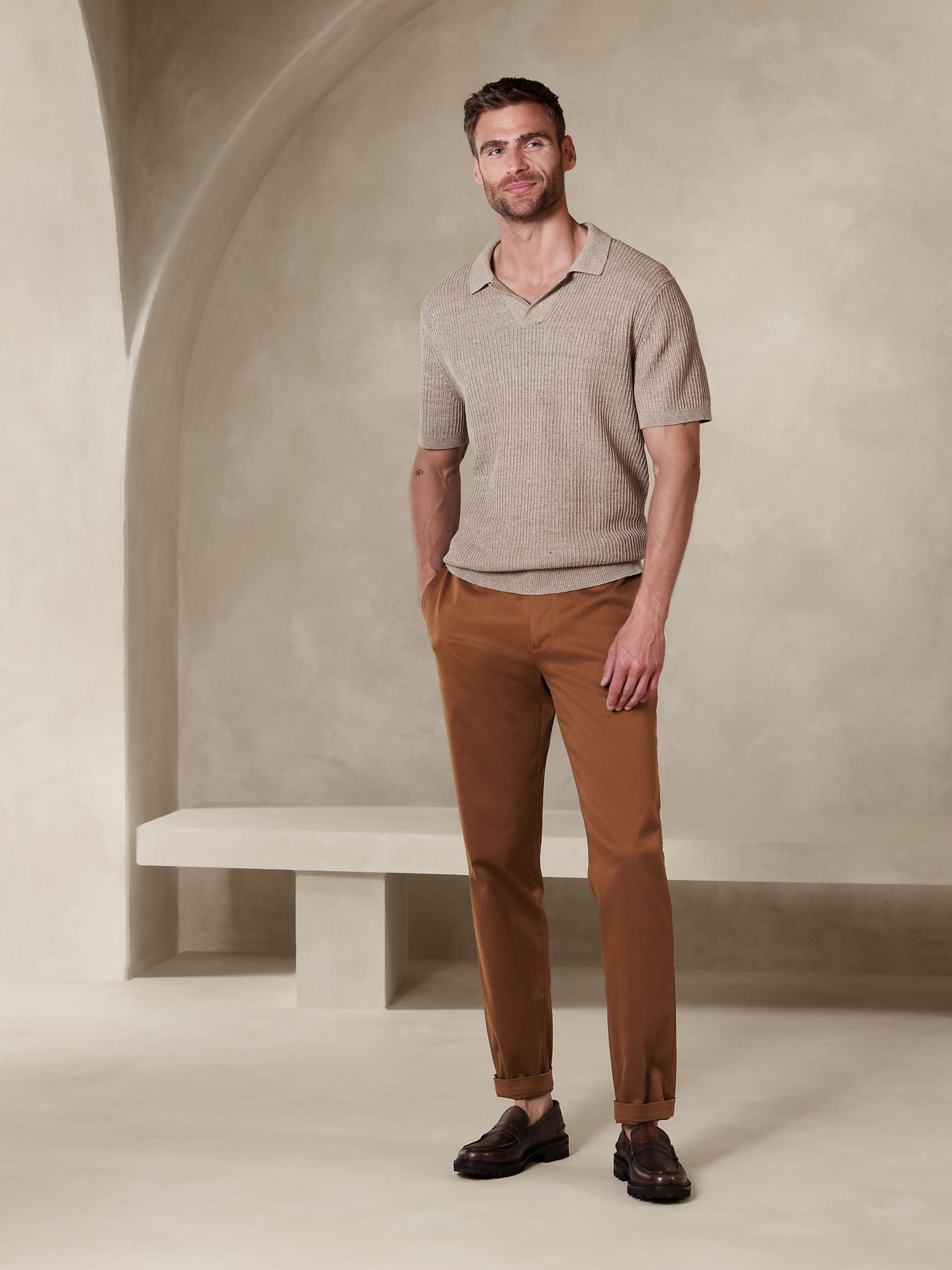 Banana Republic Brown Tapered Rapid Movement Chinos - Image 1 of 3