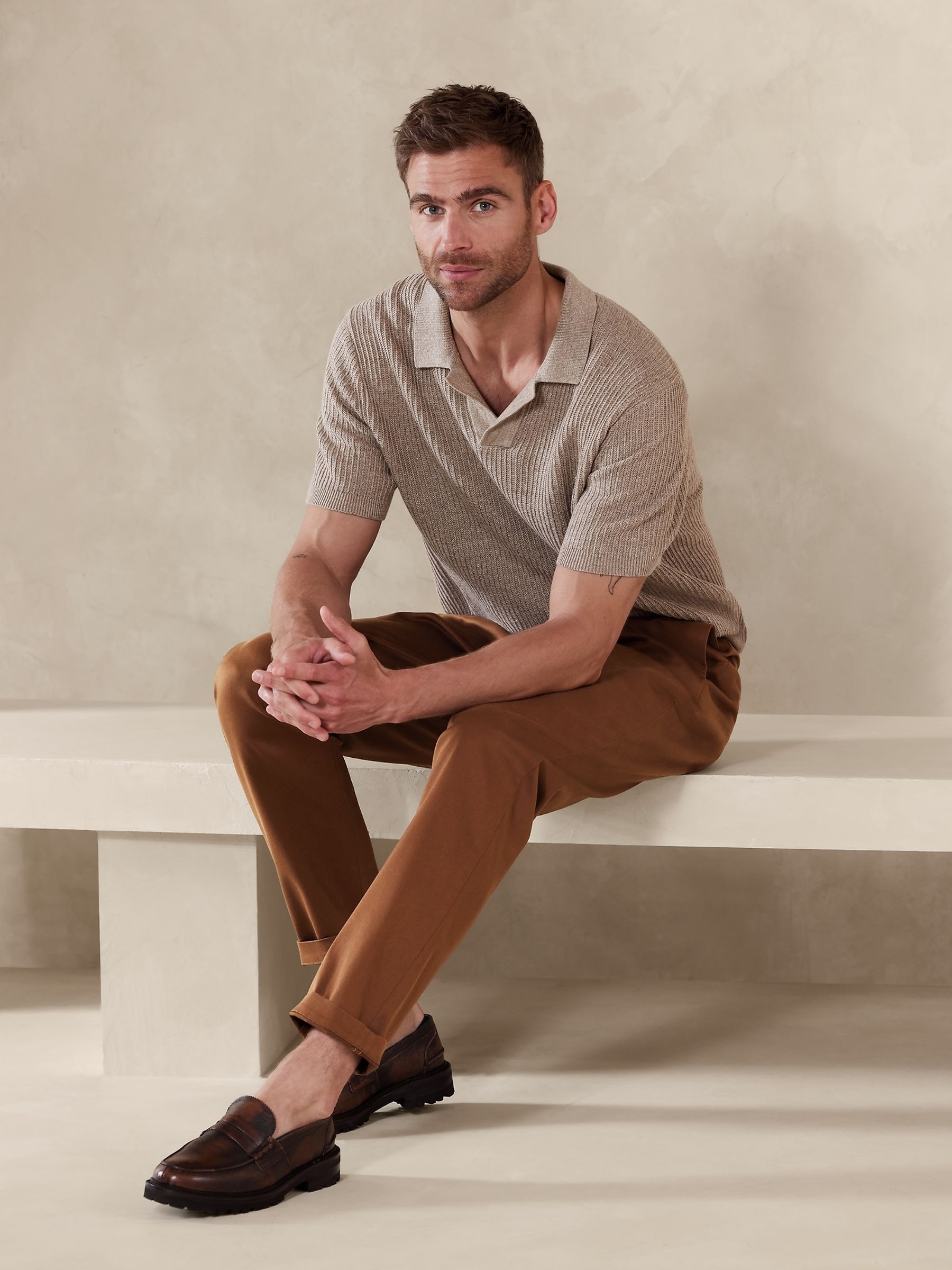 Banana Republic Brown Tapered Rapid Movement Chinos - Image 2 of 3