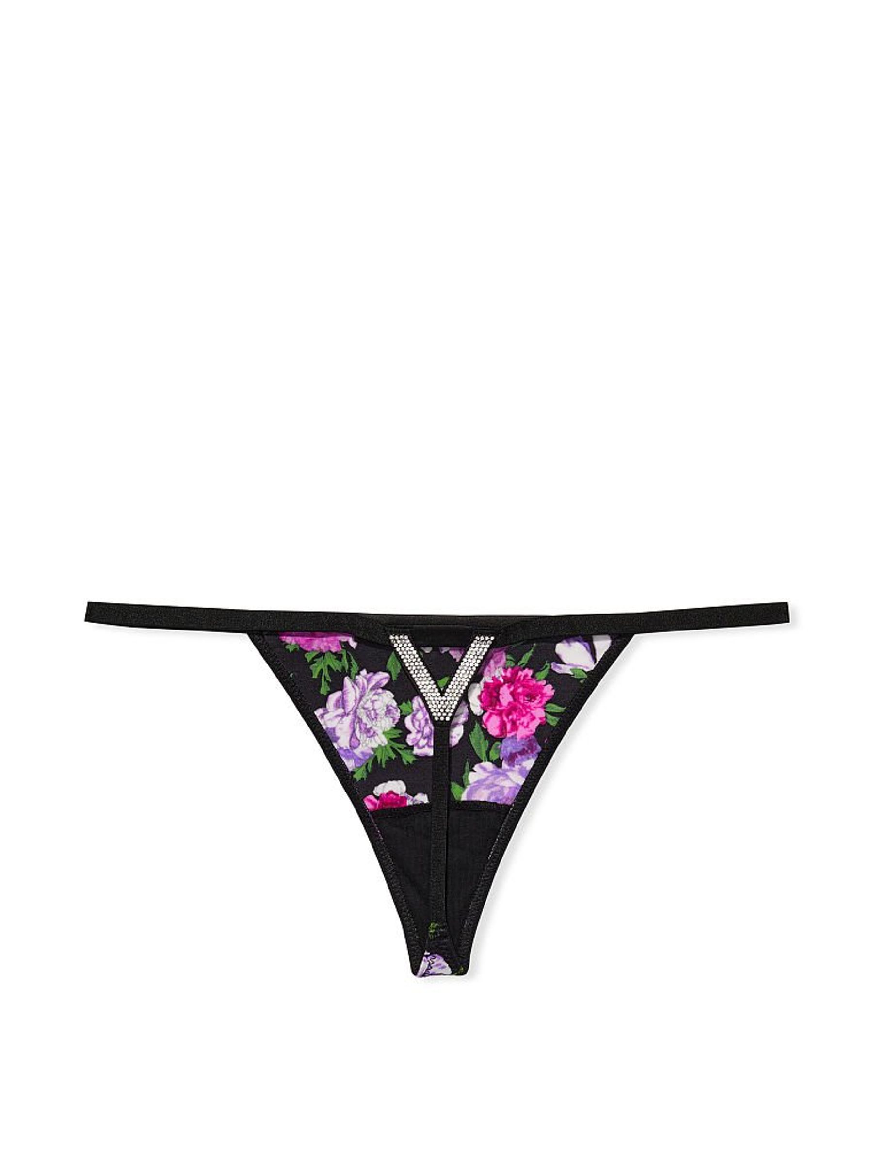Black Floral Bombshell Shine Vstring Panty - Image 5 of 5