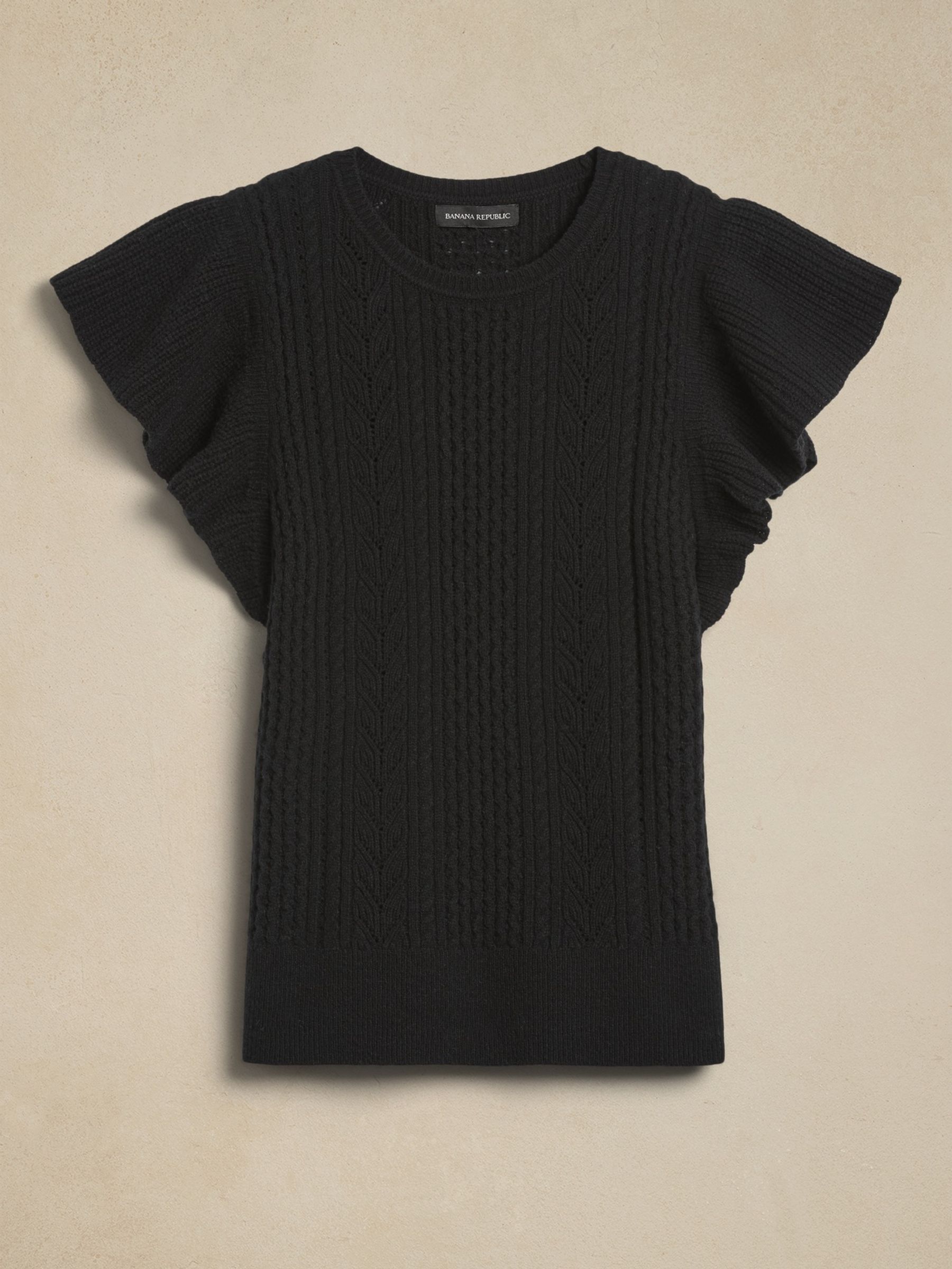 Banana Republic Black Junie Short Sleeve Wool Knitted Top - Image 2 of 2