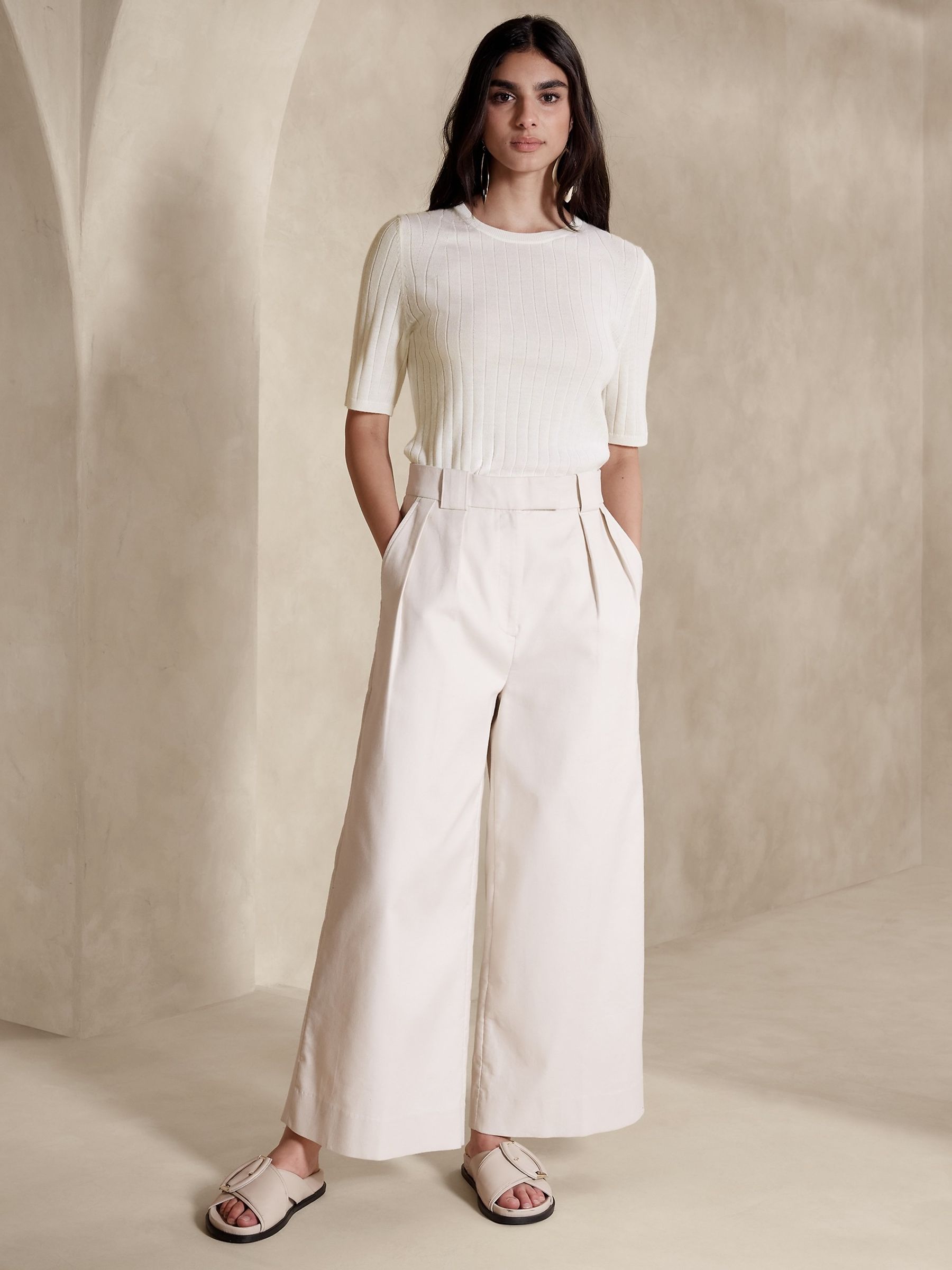Banana Republic Cream Nezha Merino Ribbed Jumper - Image 1 of 4