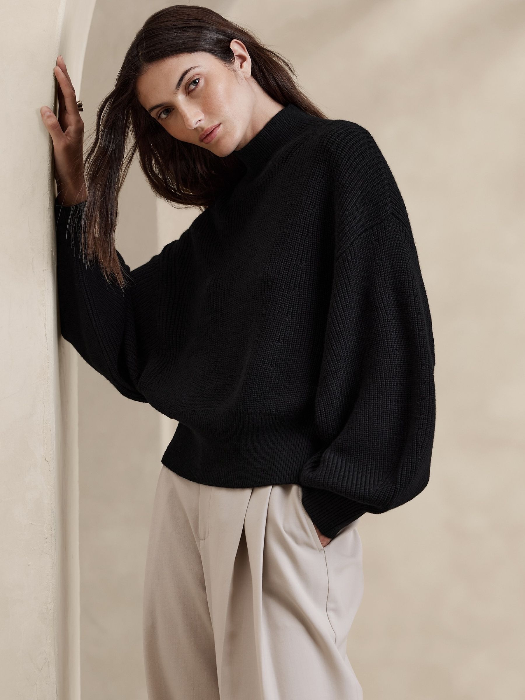 Banana Republic Black Landa Merino Jumper - Image 1 of 2