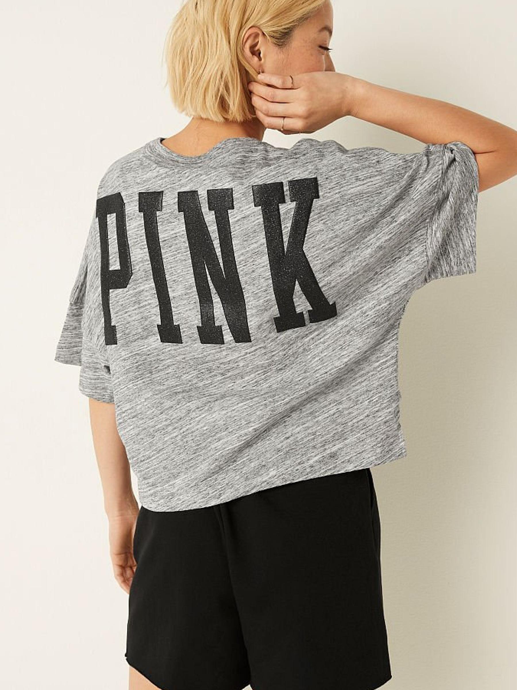 Heather White Tiger Glitter Shine Varsity Short Sleeve Crop Tee - Image 2 of 5