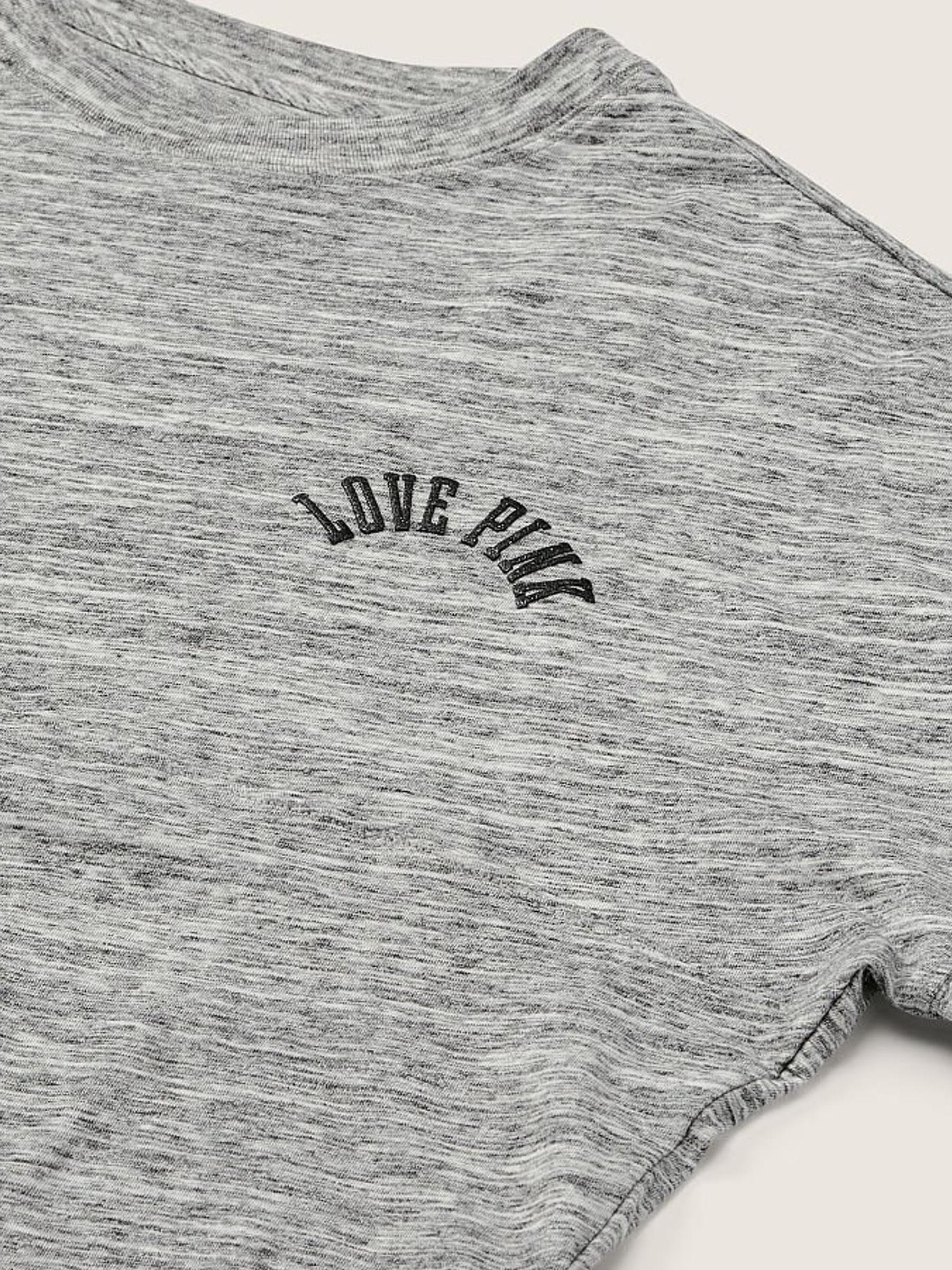 Heather White Tiger Glitter Shine Varsity Short Sleeve Crop Tee - Image 5 of 5