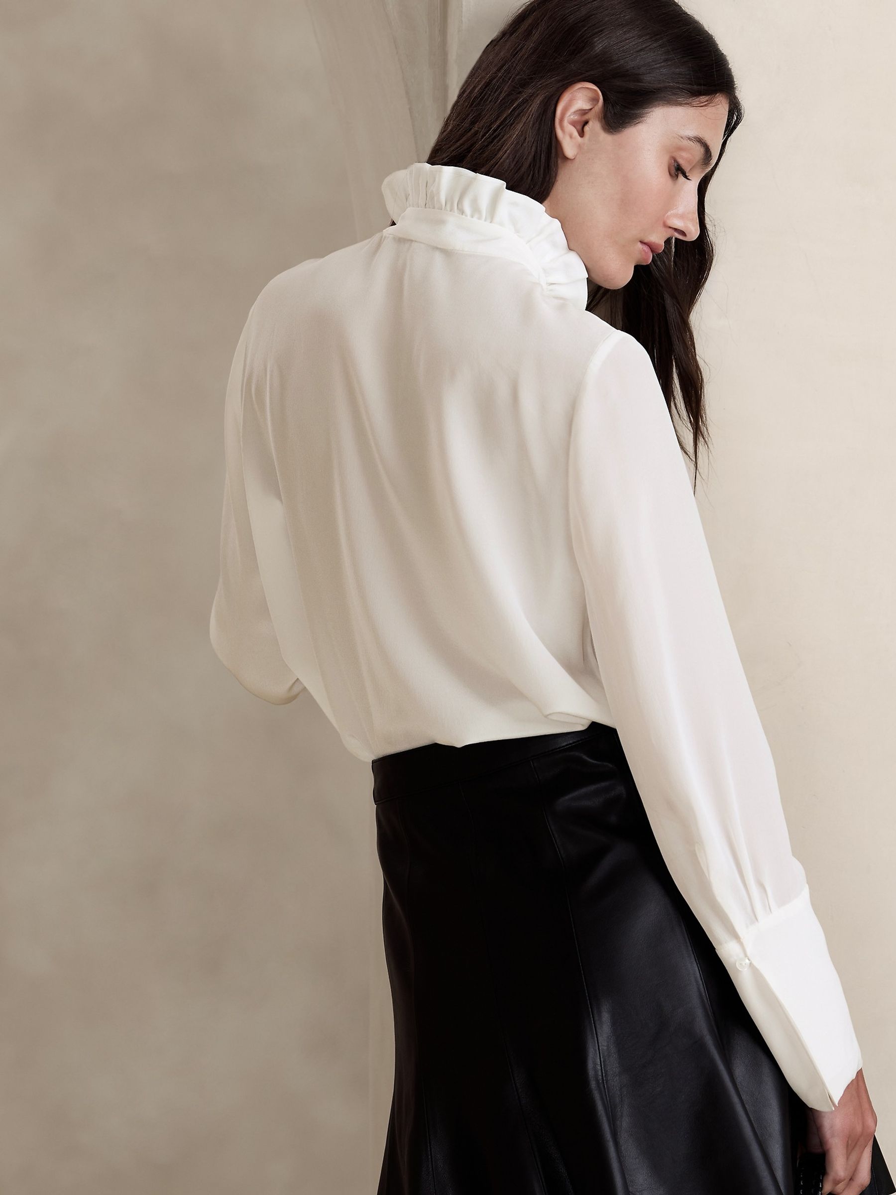 Banana Republic White Yadra Silk Blouse - Image 2 of 4