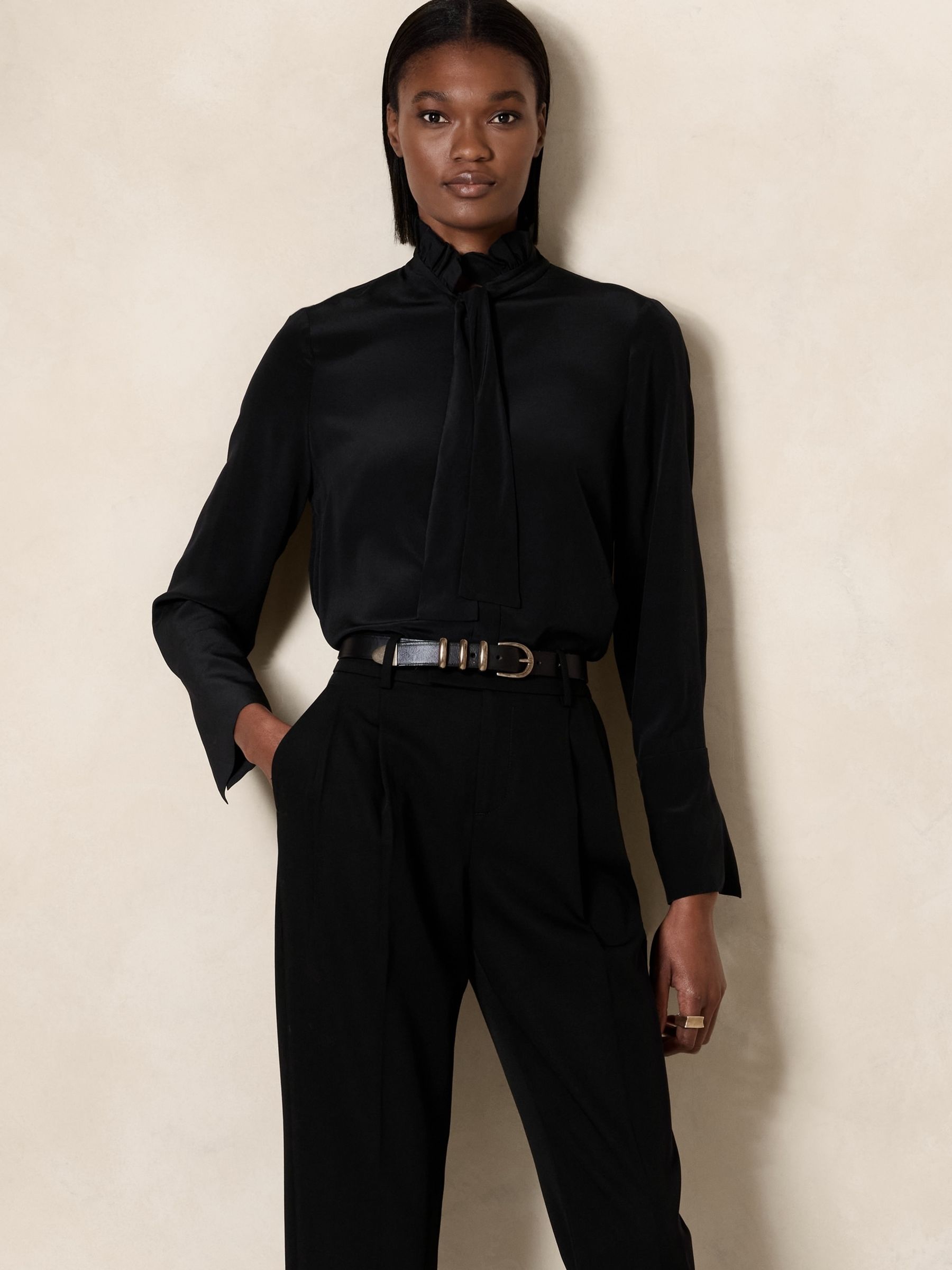 Banana Republic Black Yadra Silk Blouse - Image 1 of 2
