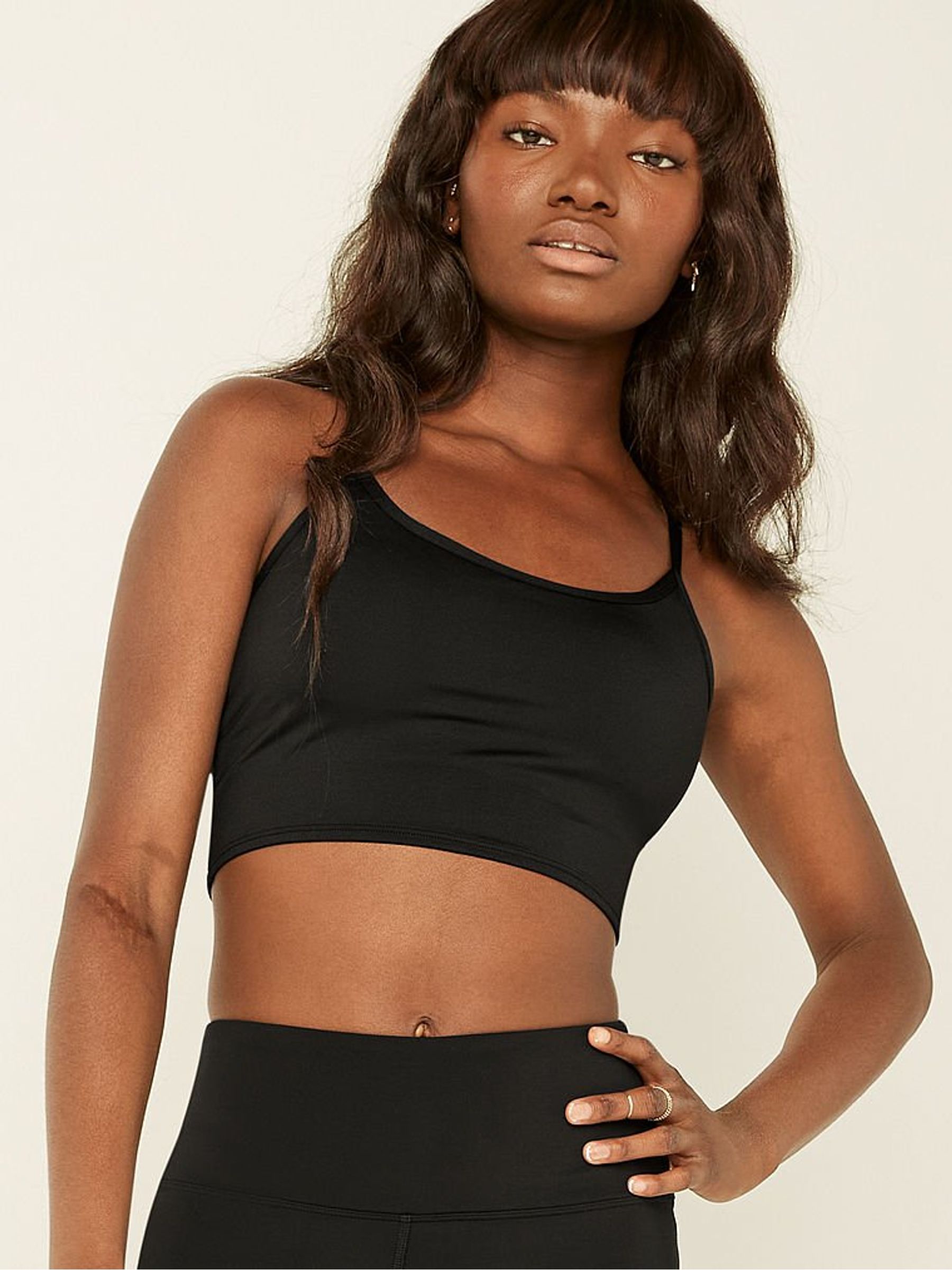 Pure Black Seamless Lightly Lined Low Impact Sports Bra - Image 1 of 3
