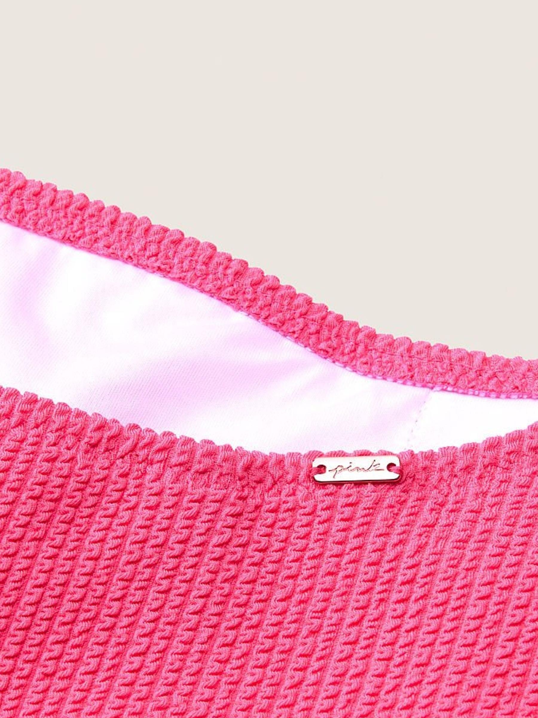 Capri Pink Crinkle One Shoulder One Piece Swimsuit - Image 4 of 4