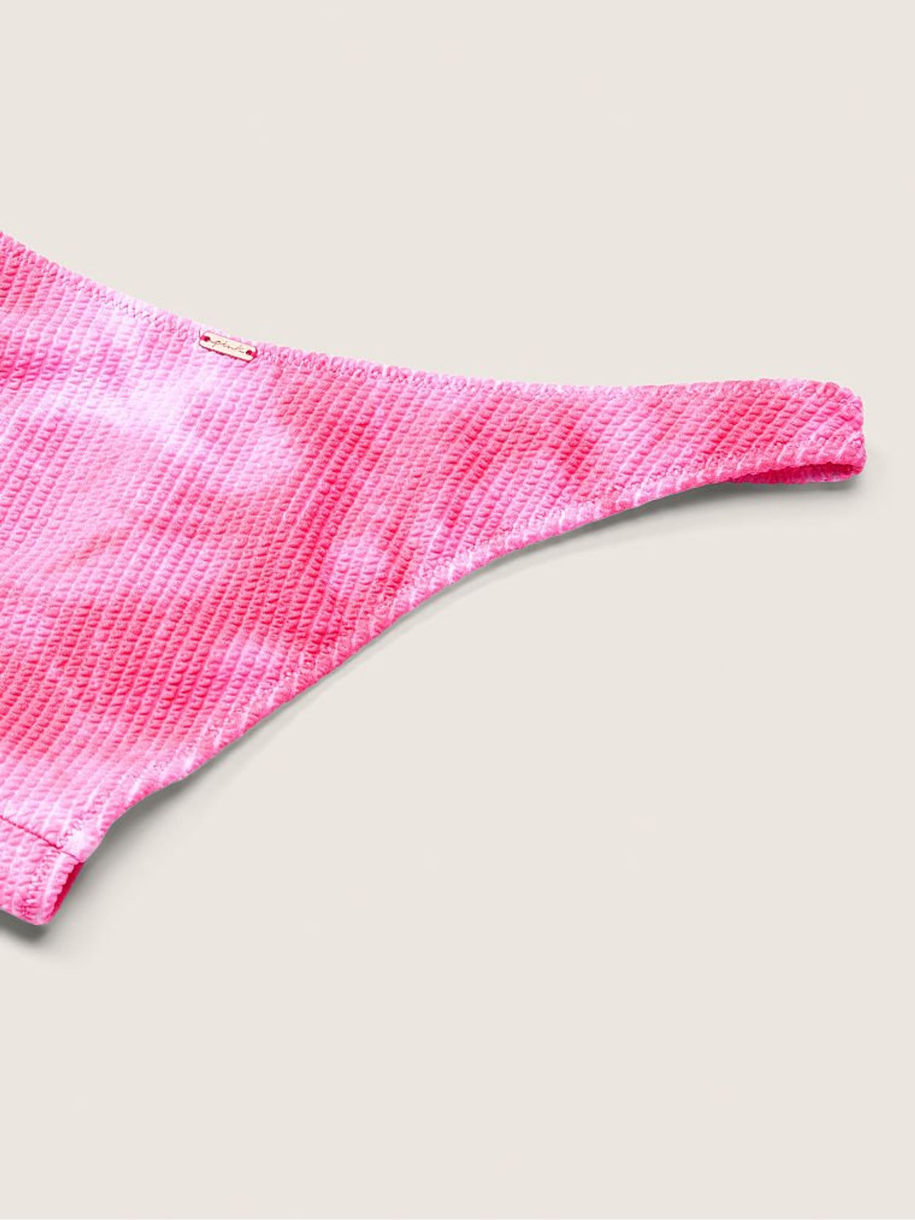 Capri Pink Tie Dye Crinkle Brazilian Bikini Bottom - Image 2 of 2