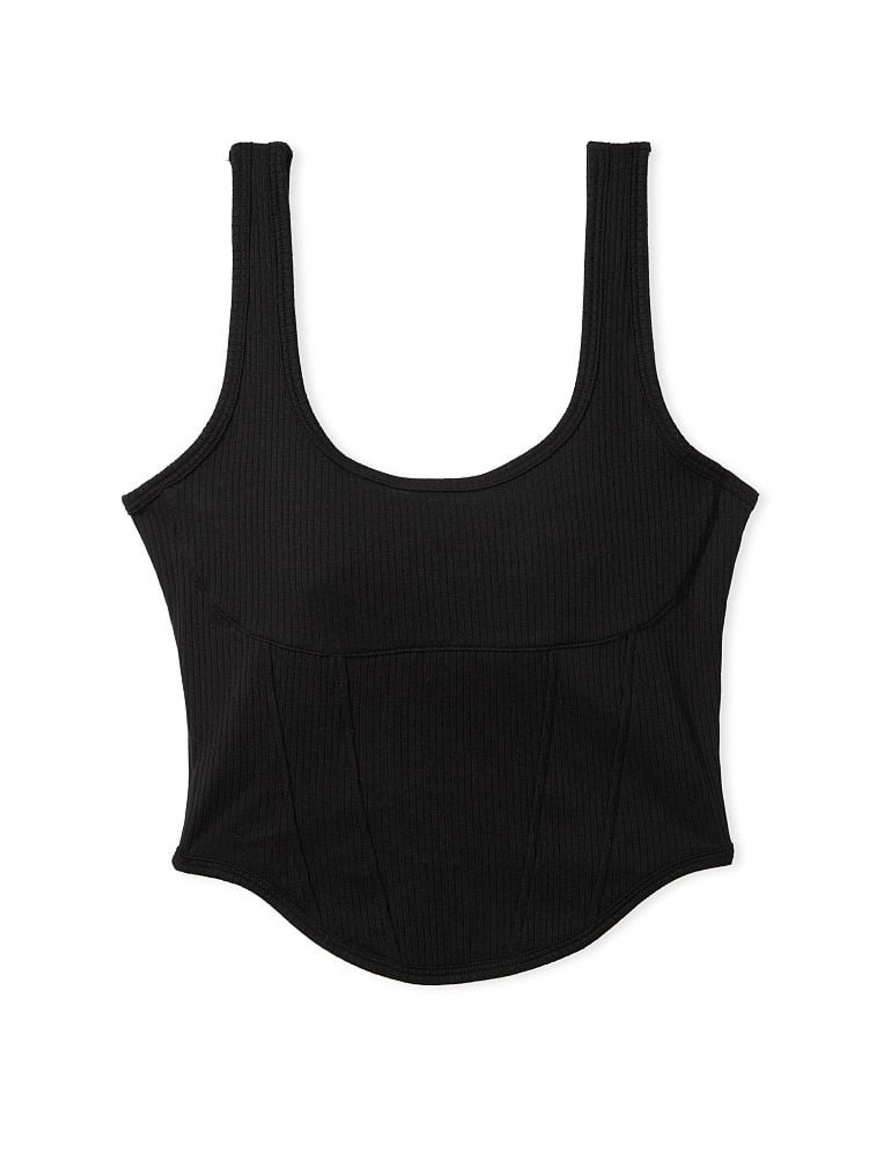 Pure Black Cotton Corset Bralette - Image 4 of 4
