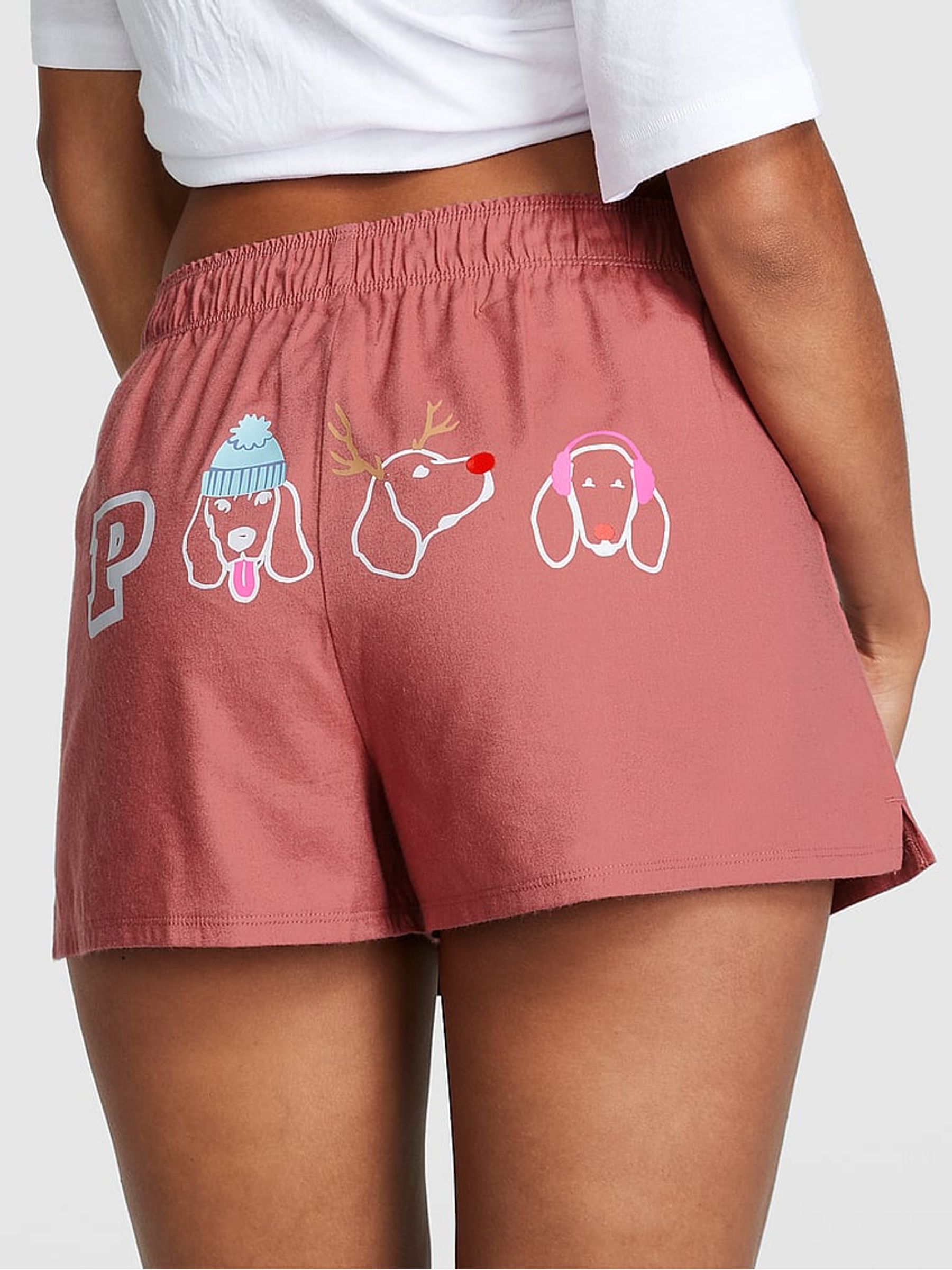 Soft Begonia Pink Holiday Dog Pyjama Shorts - Image 2 of 3