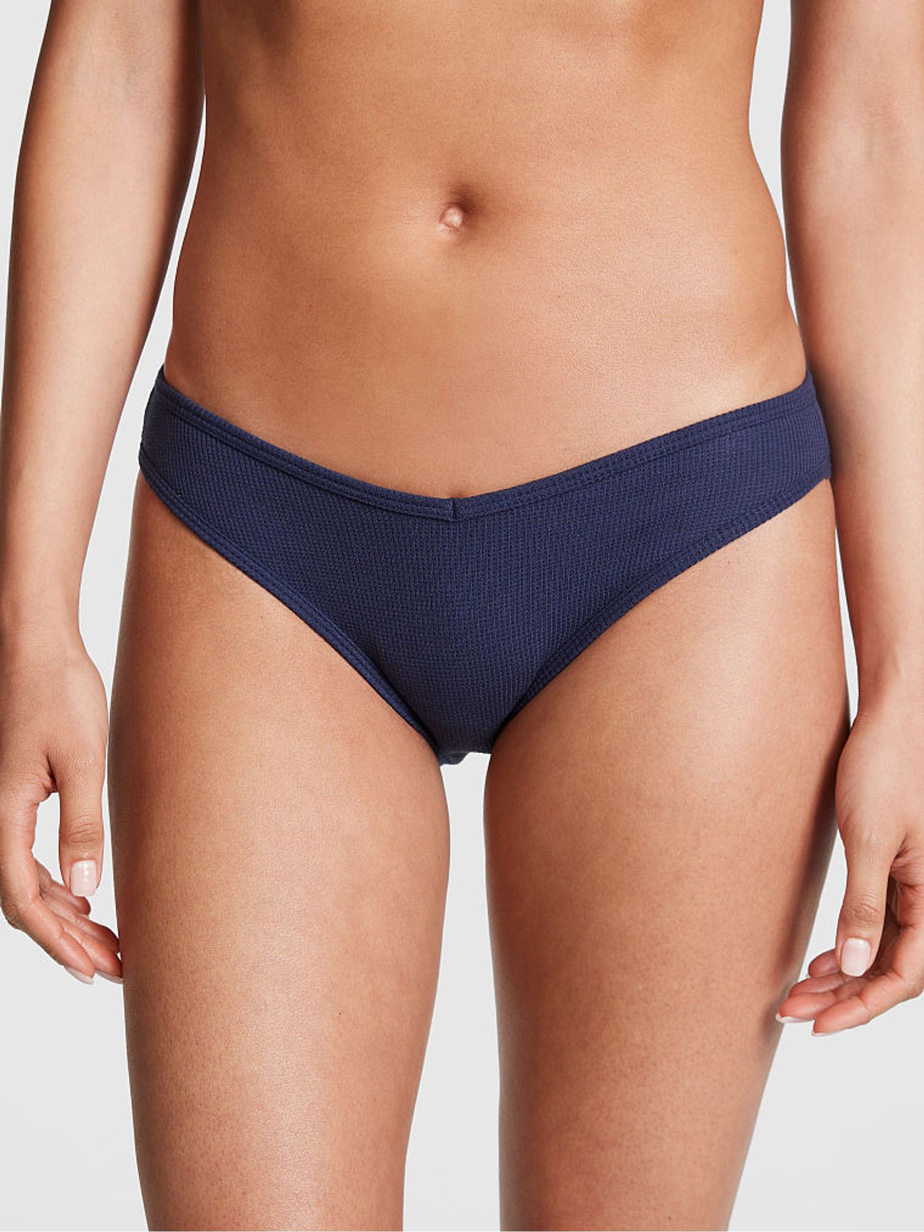 Midnight Navy Blue Waffle Cotton Bikini Knickers - Image 1 of 3