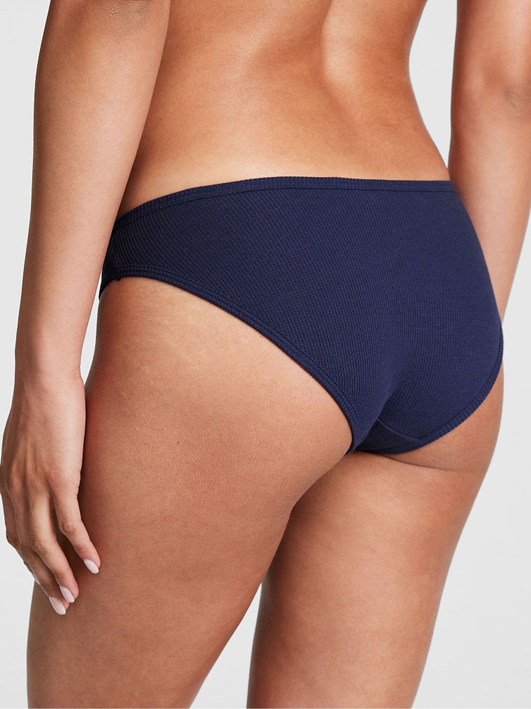 Midnight Navy Blue Waffle Cotton Bikini Knickers - Image 2 of 3