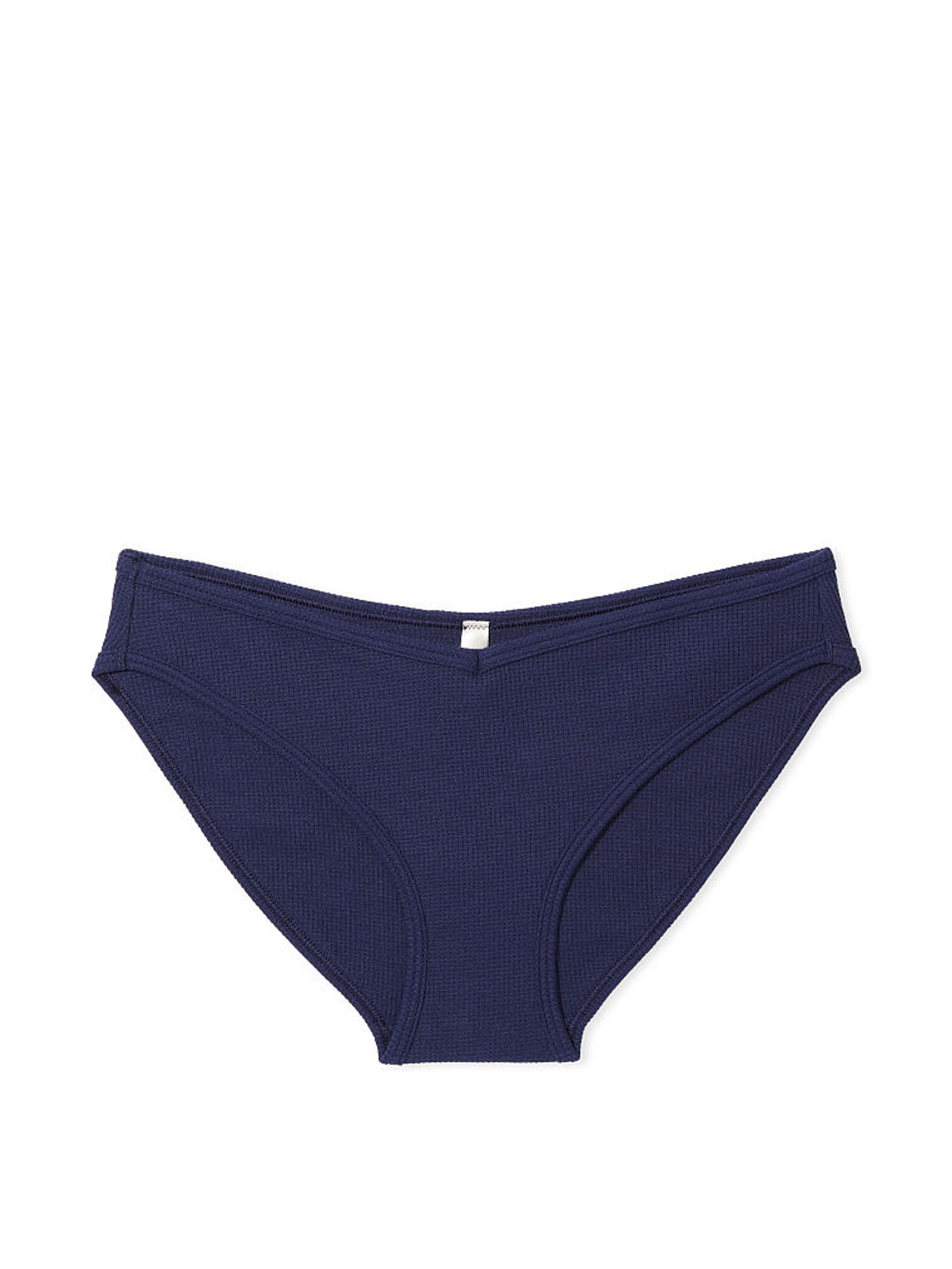 Midnight Navy Blue Waffle Cotton Bikini Knickers - Image 3 of 3