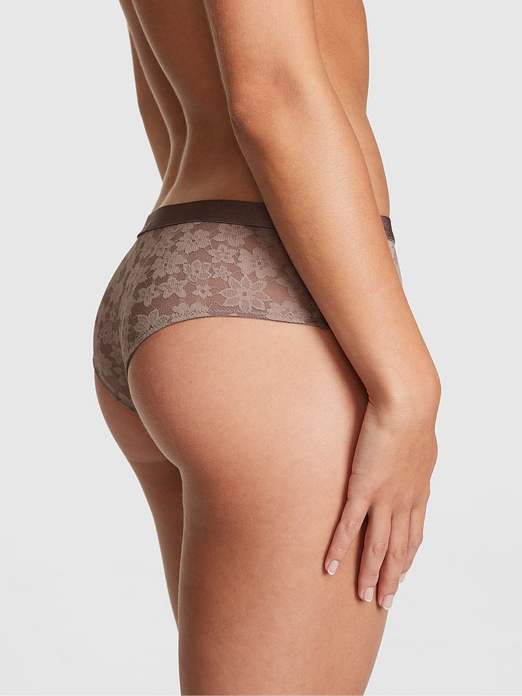 Iced Coffee Brown Tossed Floral Lace Cheekster Knickers - Image 2 of 4