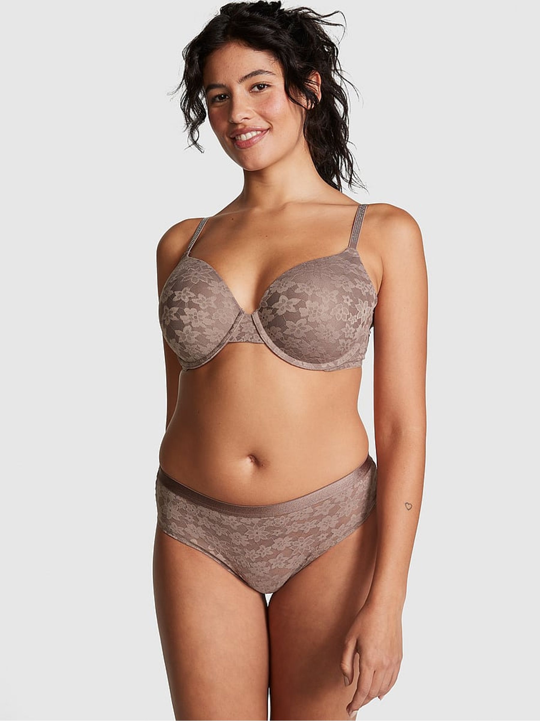 Iced Coffee Brown Tossed Floral Lace Cheekster Knickers - Image 3 of 4