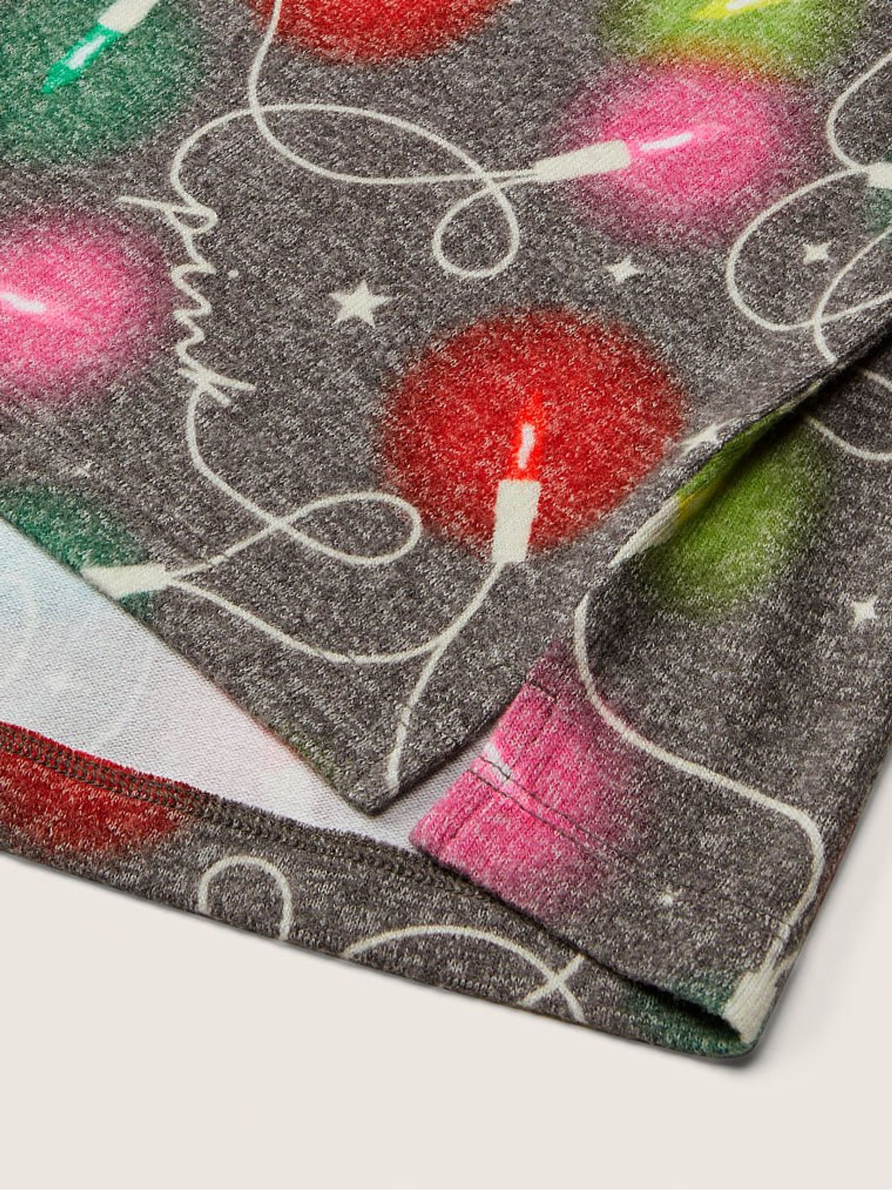Dark Charcoal Holiday Lights Cozy LongSleeve Sleep Shirt - Image 3 of 3