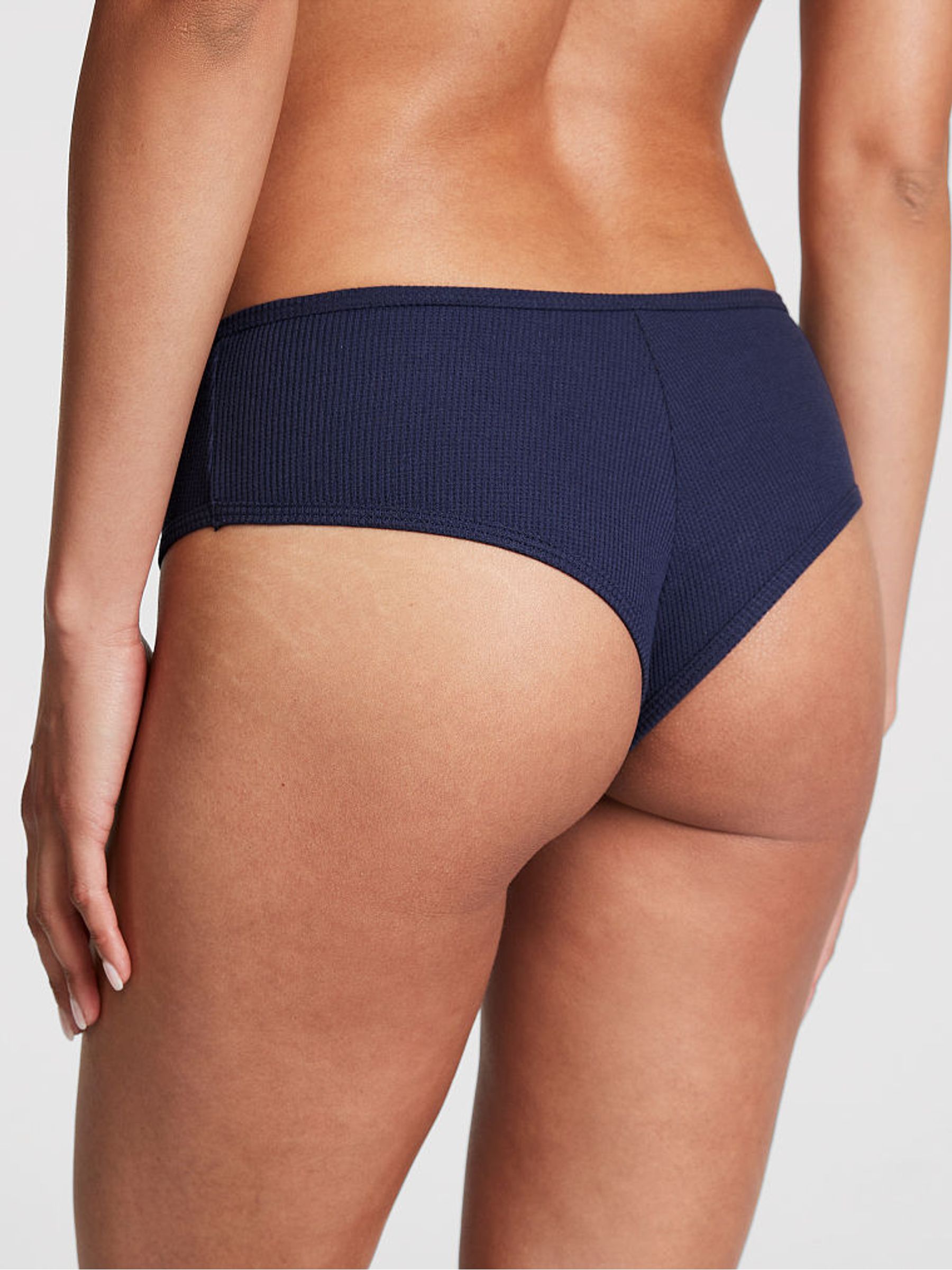 Midnight Navy Blue Crest Waffle Cotton Cheekster Knickers - Image 2 of 3