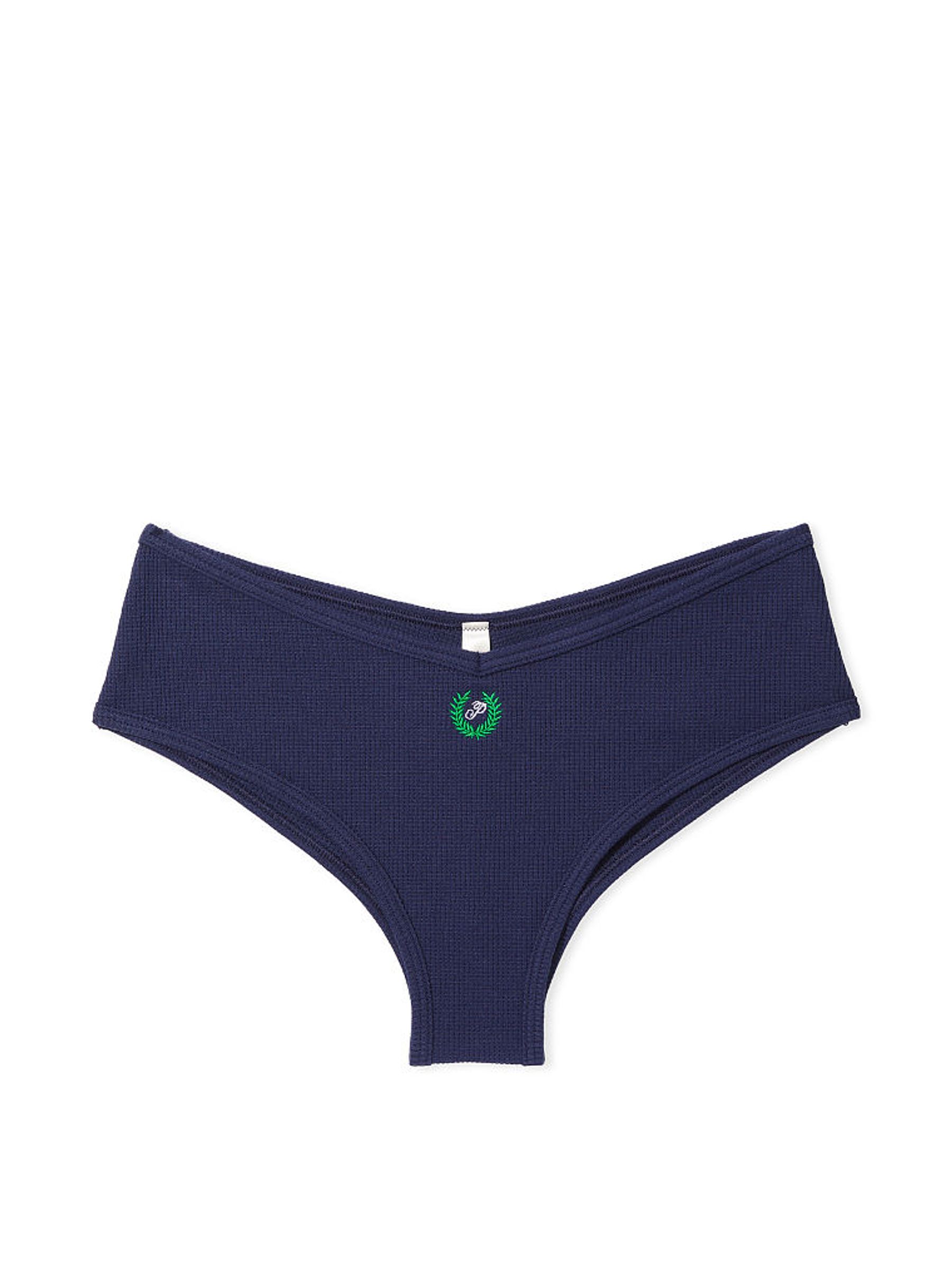 Midnight Navy Blue Crest Waffle Cotton Cheekster Knickers - Image 3 of 3
