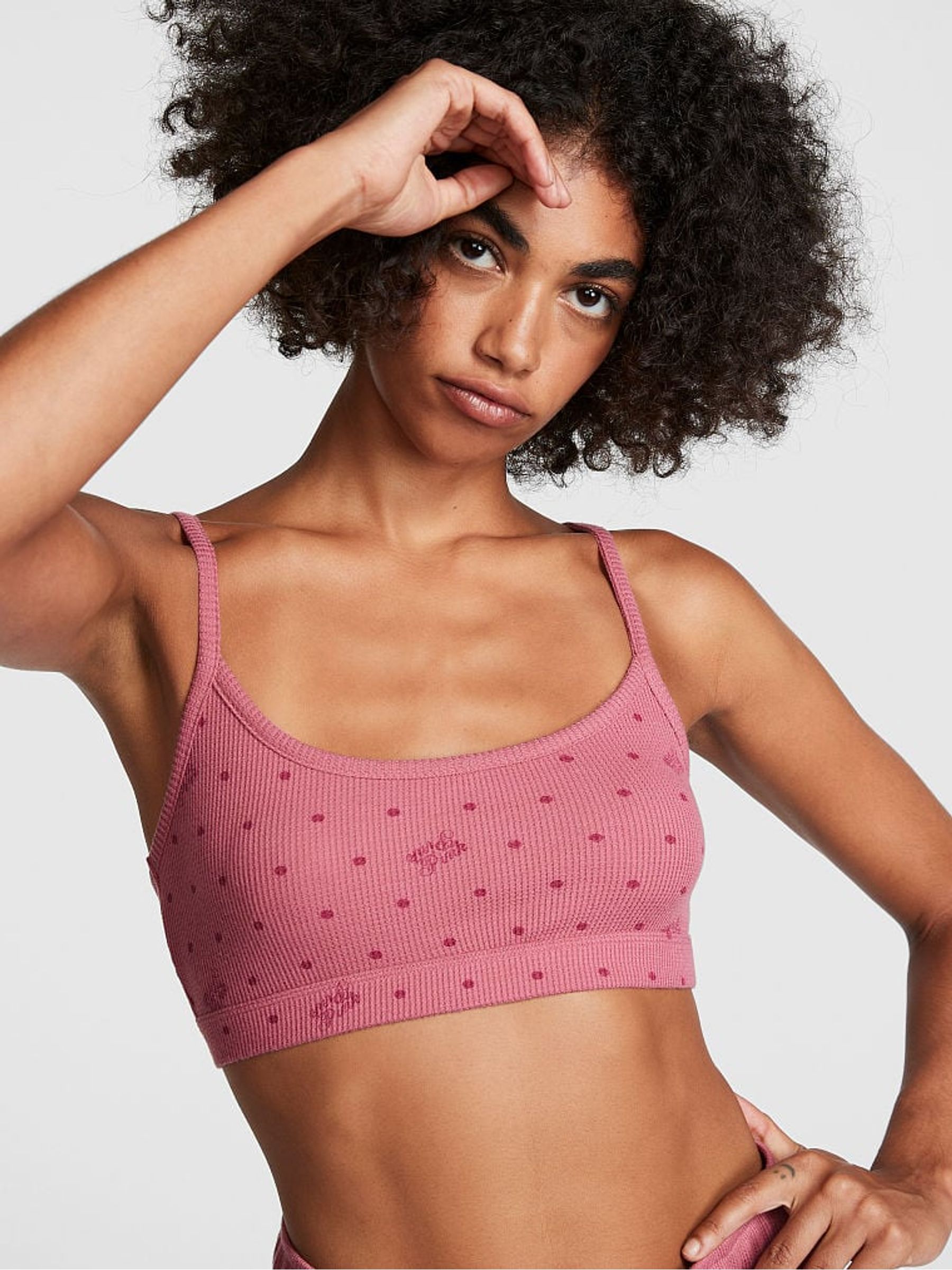 Soft Begonia Pink Dot Waffle Bralette - Image 1 of 1