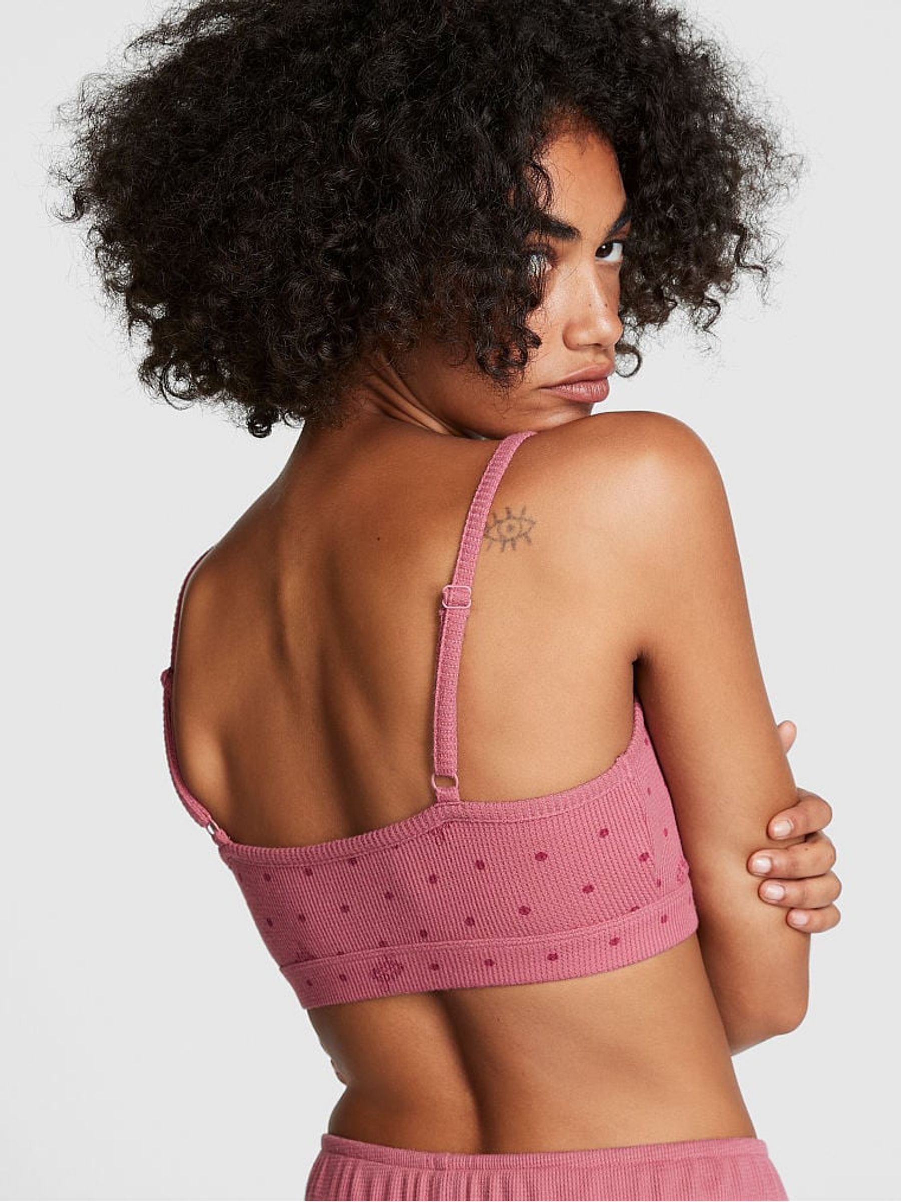 Soft Begonia Pink Dot Waffle Bralette - Image 2 of 4