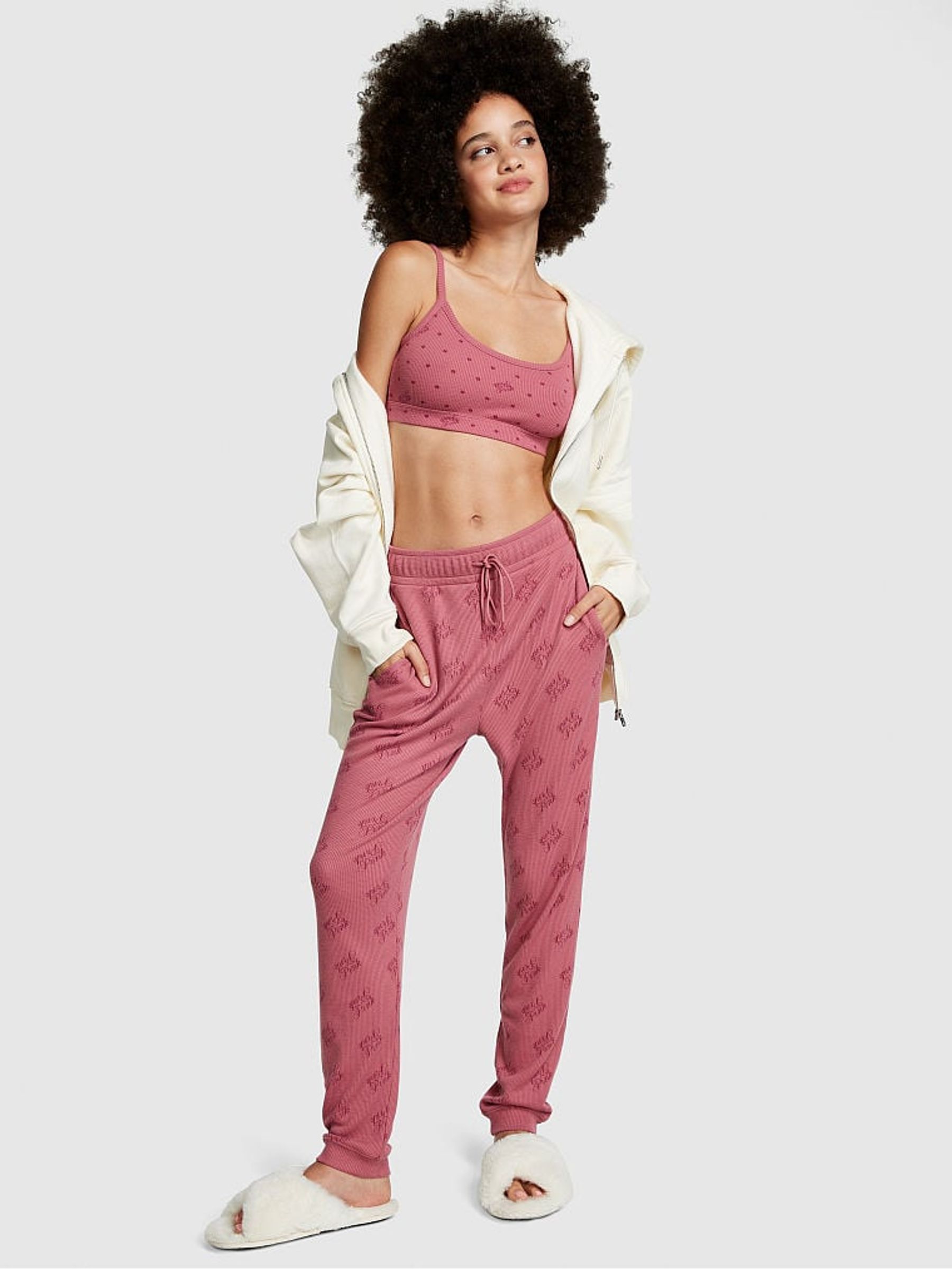 Soft Begonia Pink Dot Waffle Bralette - Image 3 of 4
