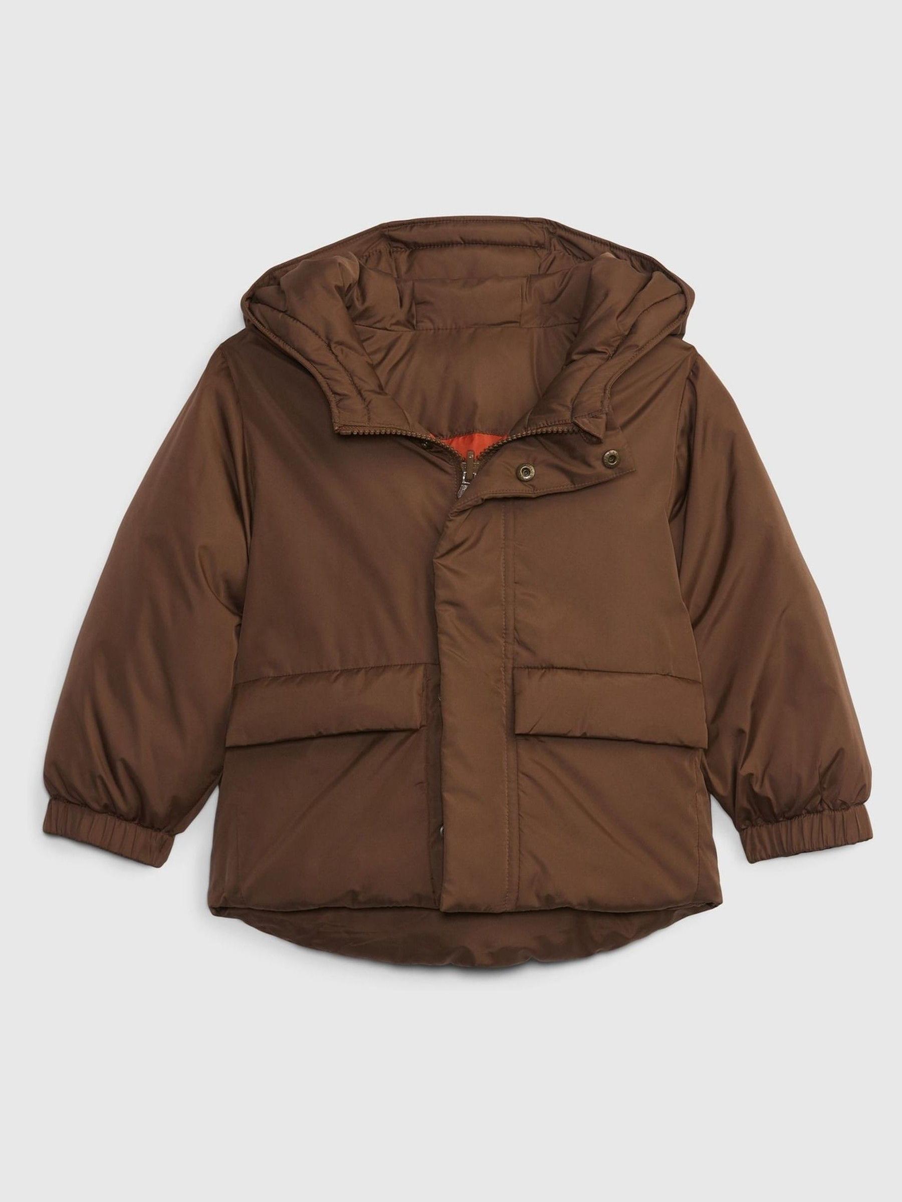 Brown Water Resistant Reversible Puffer Coat - Image 1 of 3