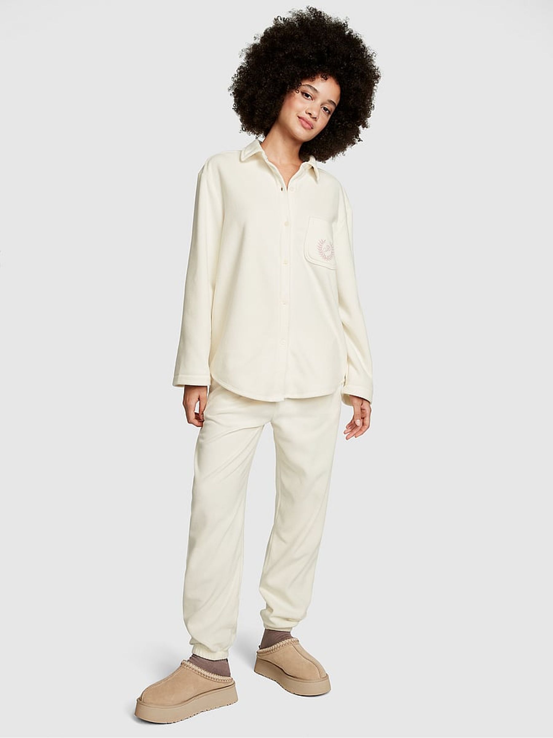 Creamer White Long Sleeve Polar Fleece Jogger Set - Image 1 of 4