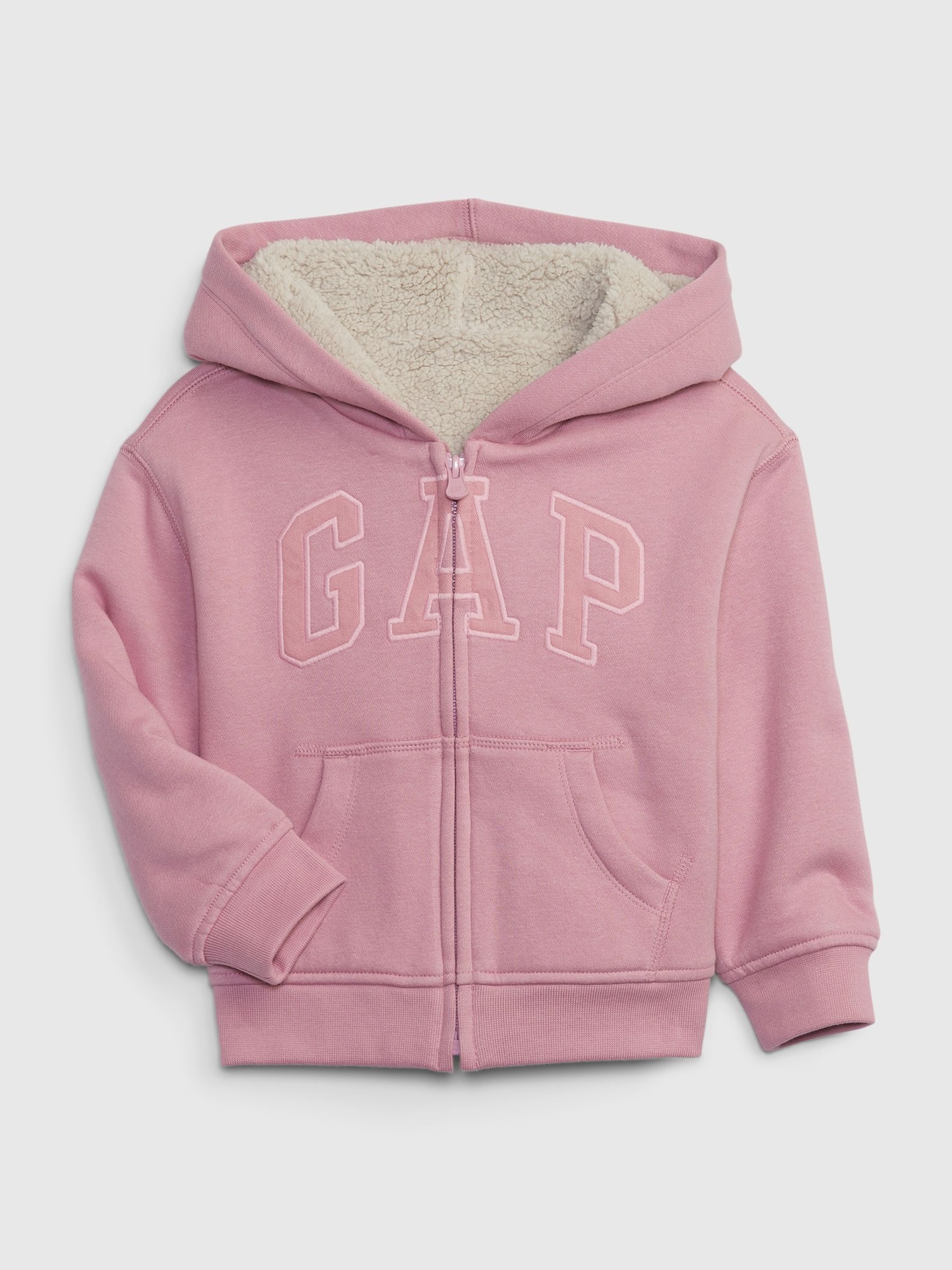Pink Logo Zip Up Sherpa Lined Hoodie - Image 1 of 2