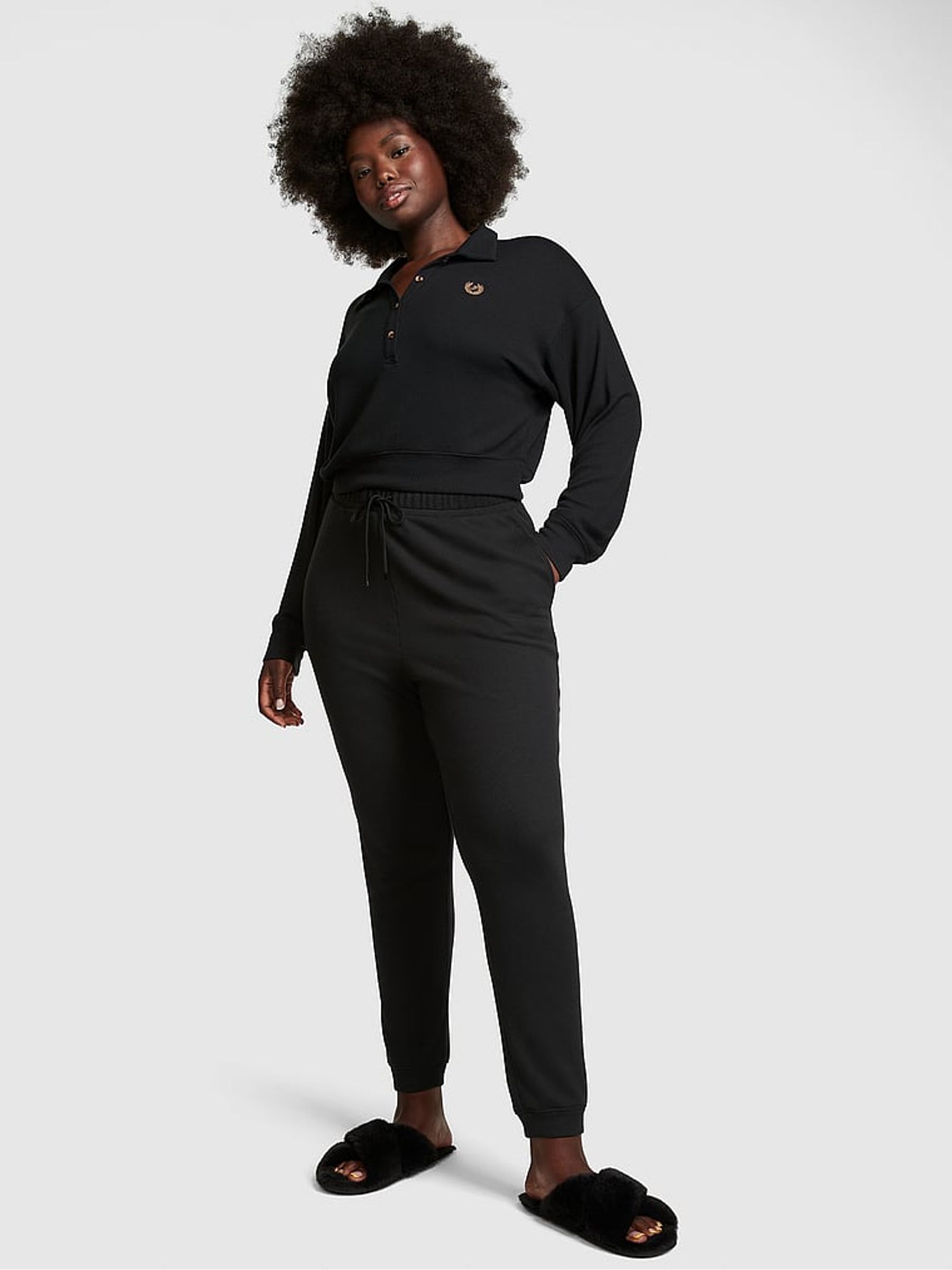 Pure Black Waffle Pyjama Bottoms - Image 1 of 1