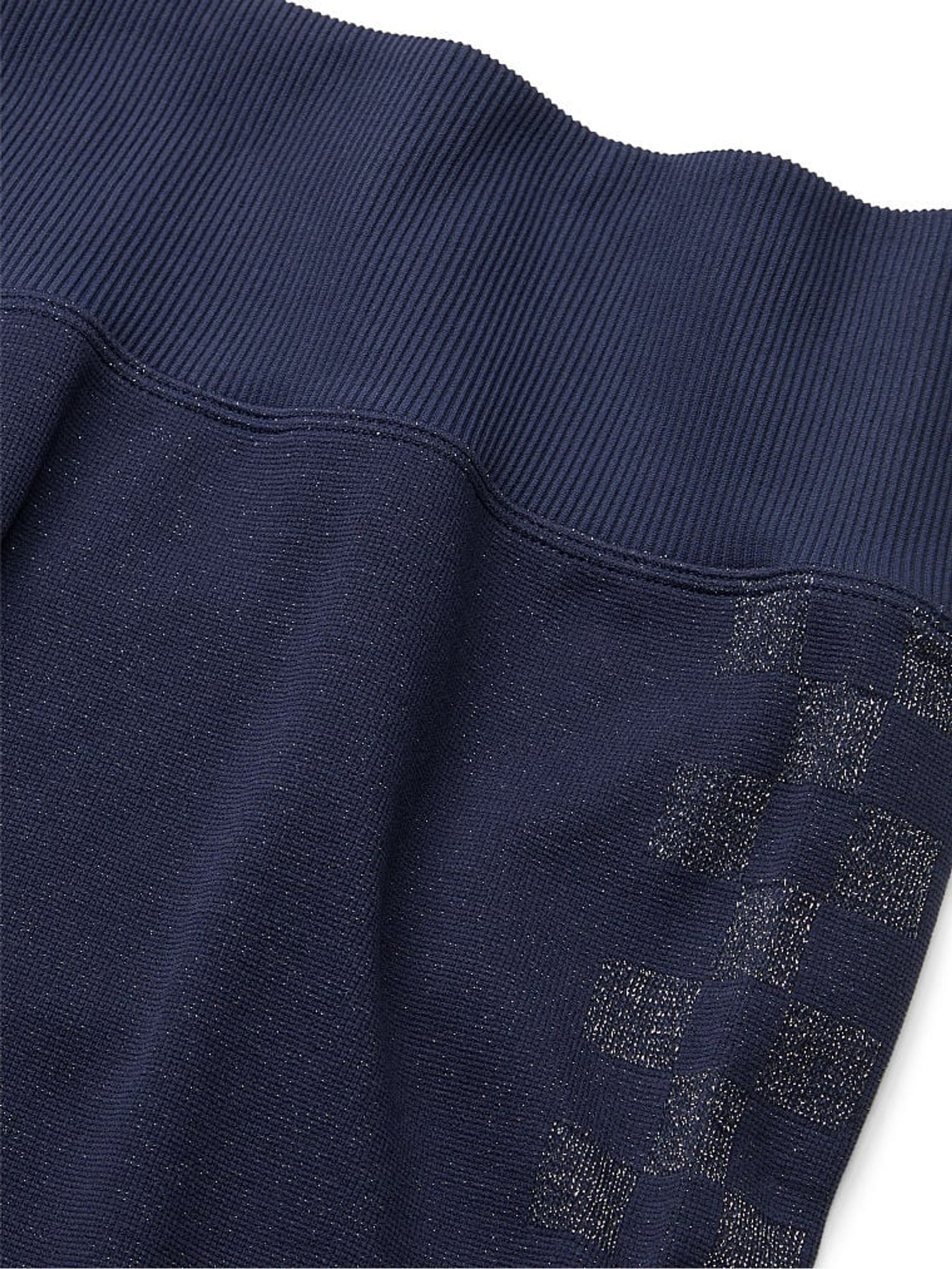 Midnight Navy Blue Checkered Seamless Workout Legging Shine - Image 5 of 5