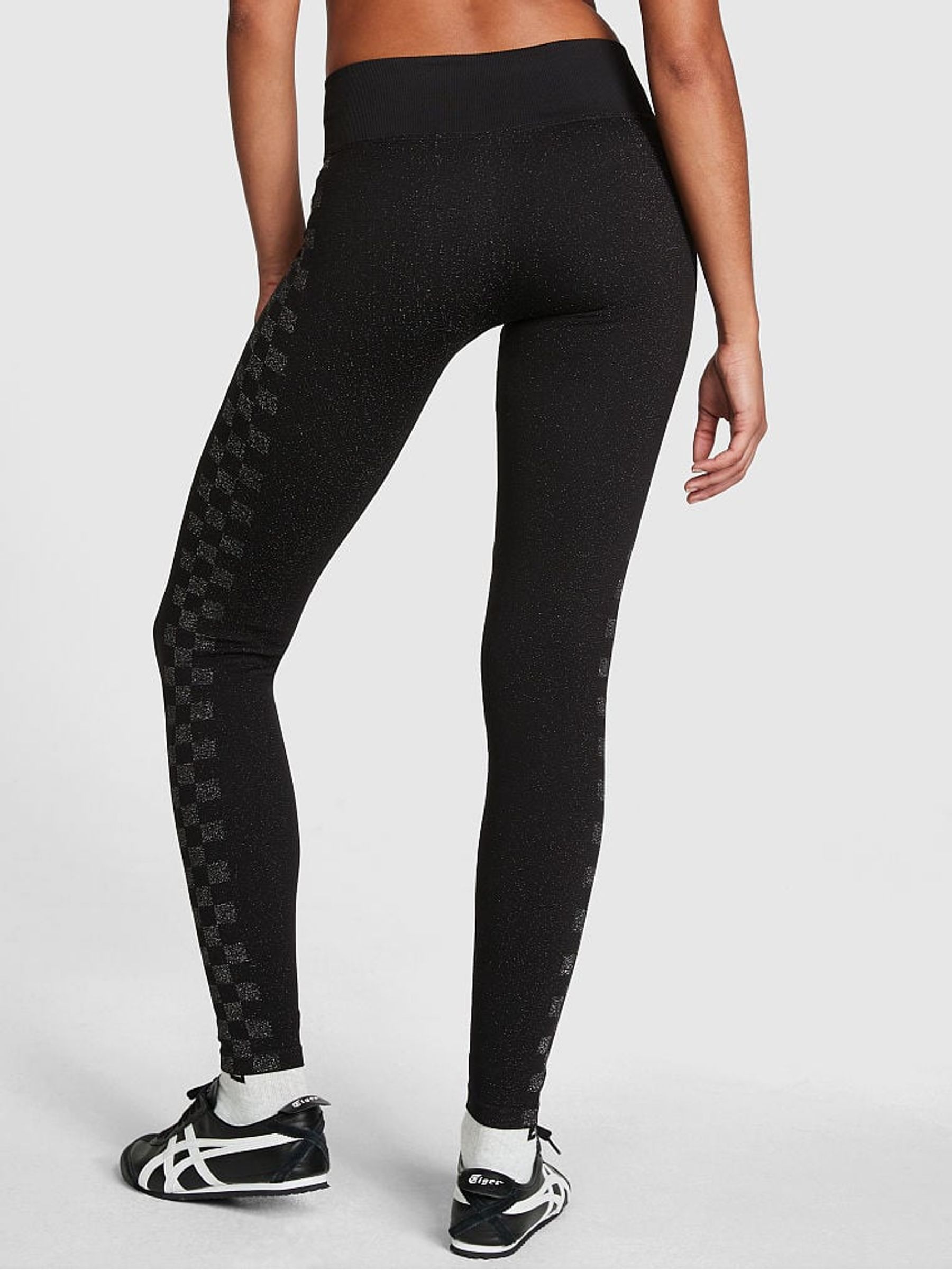 Pure Black Checkered Seamless Workout Legging Shine - Image 2 of 5
