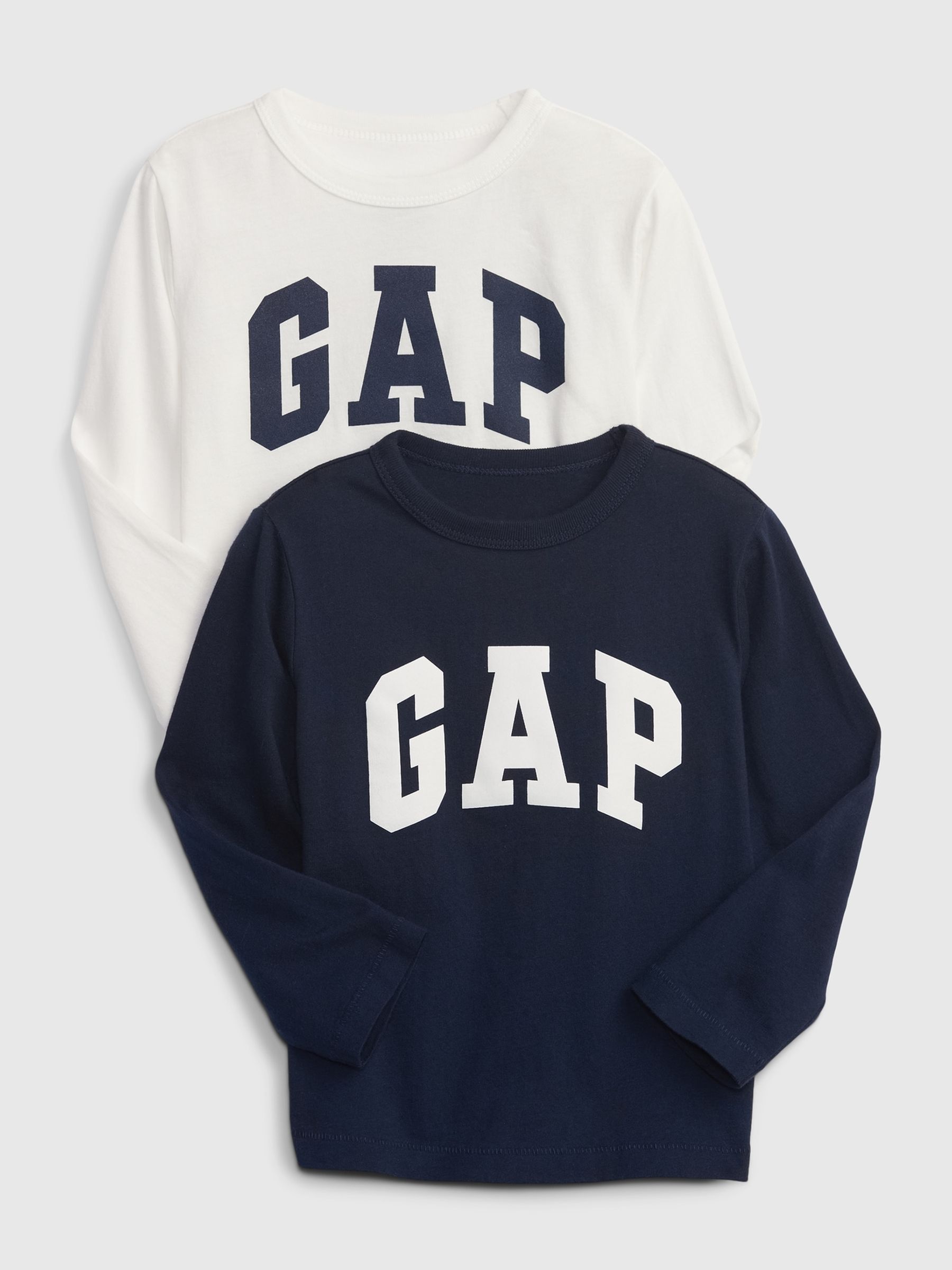 Blue and White Logo 2-Pack Long Sleeve Crew Neck T-Shirts (12mths-5yrs) - Image 1 of 1