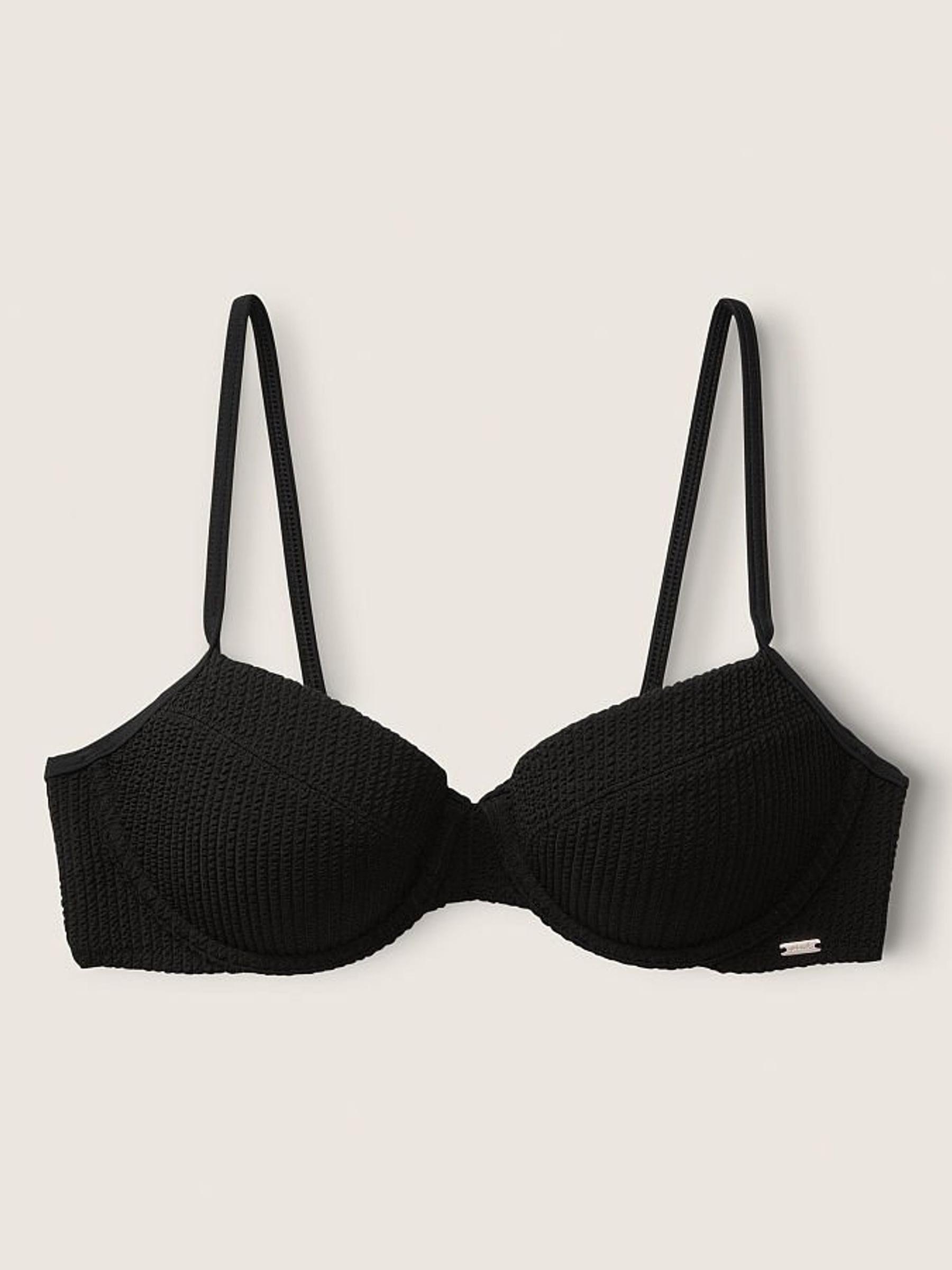 Pure Black Crinkle Push Up Bikini Top - Image 3 of 4