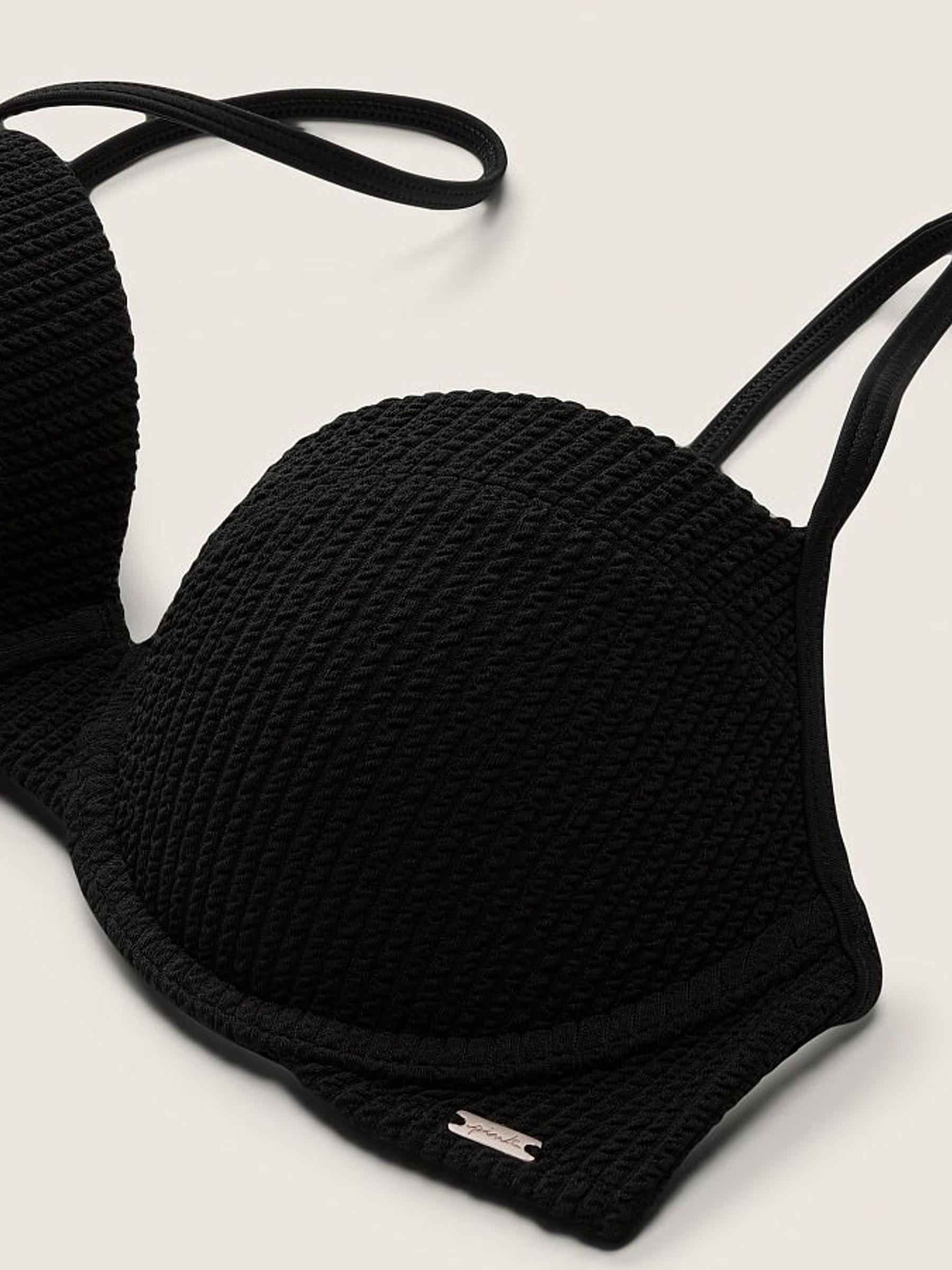 Pure Black Crinkle Push Up Bikini Top - Image 4 of 4