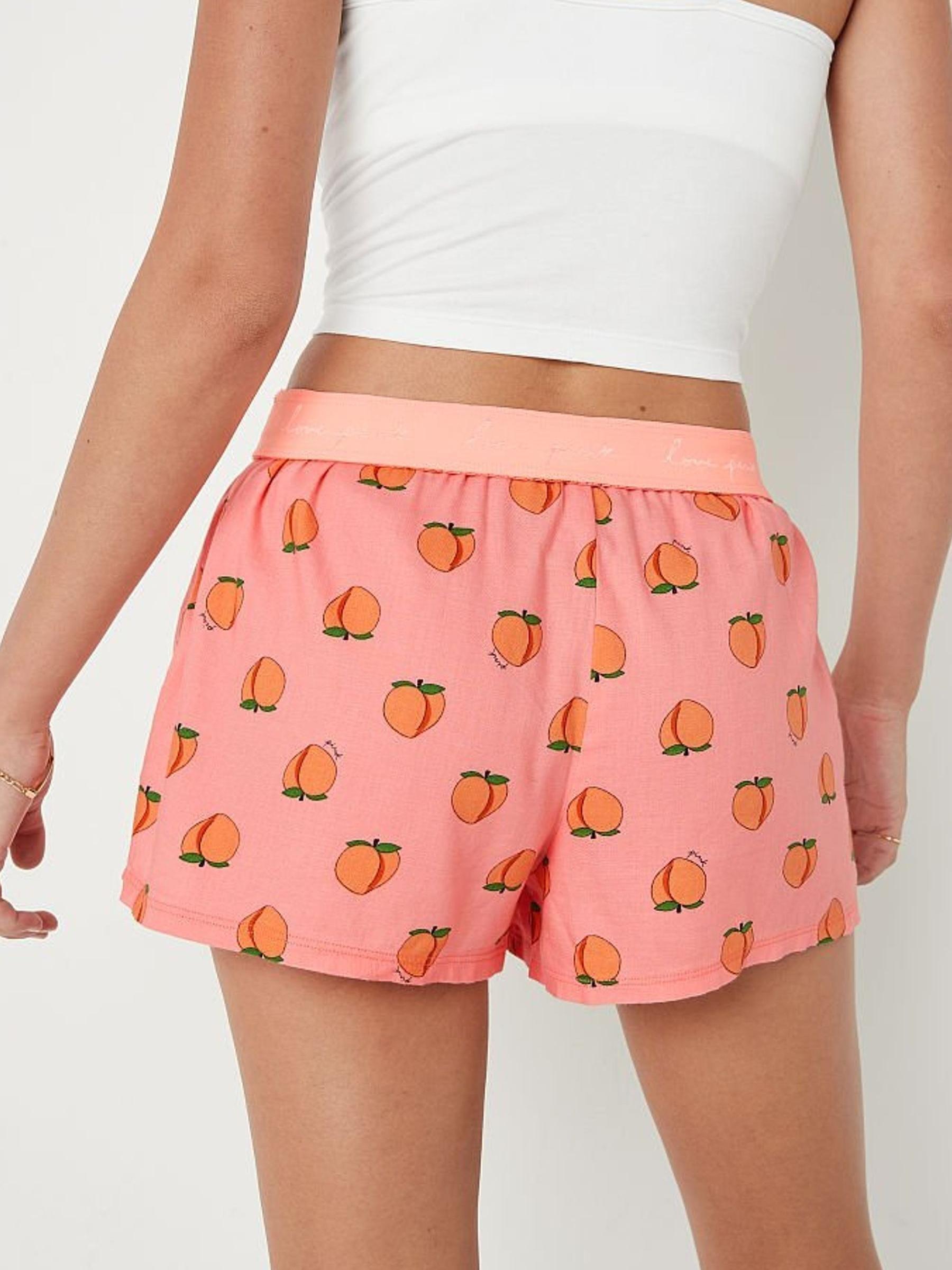 Guava Peach Flannel Boxy Pajama Shorts - Image 2 of 3