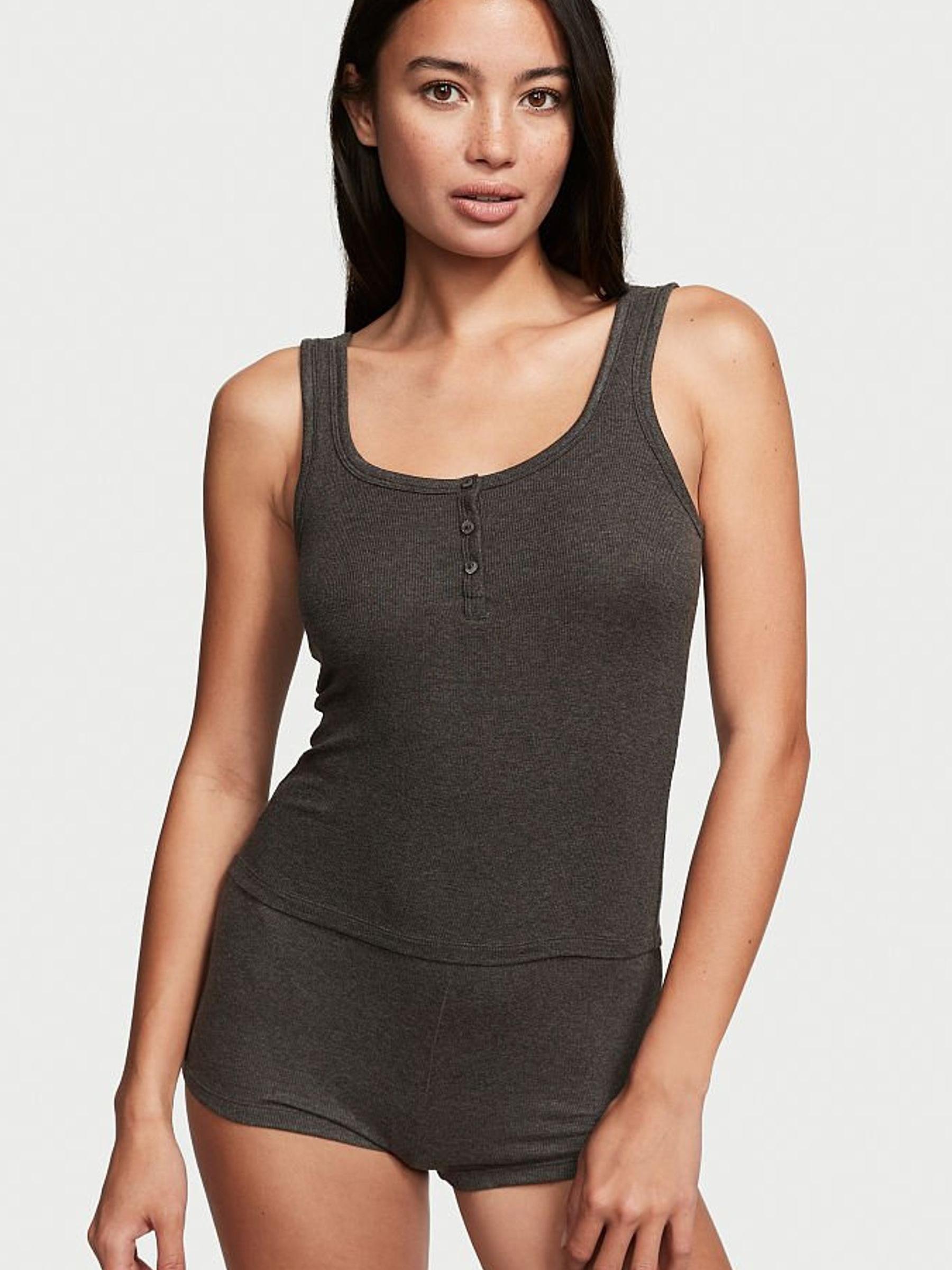 Charcoal Heather Grey Ribbed Modal Short Pyjamas - Image 1 of 3